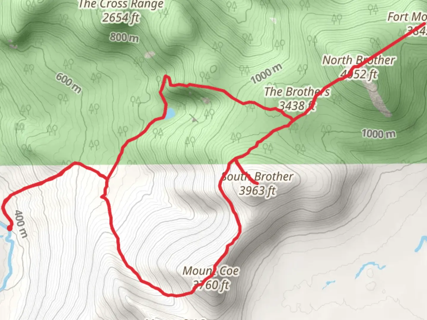 An image depicting the trail Fort Mountain and South Brother Trail Loop and its surrounding area.