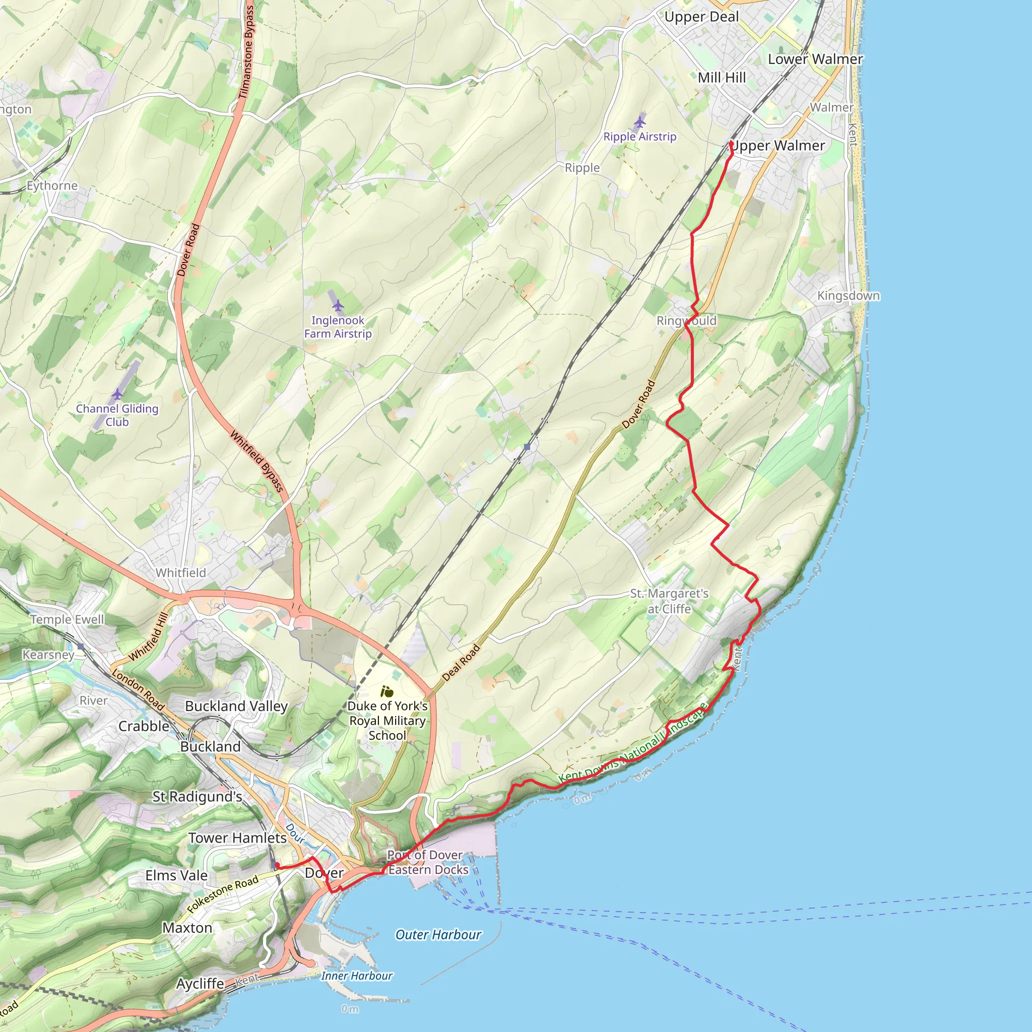 Dover to Walmer Walk mobile static map