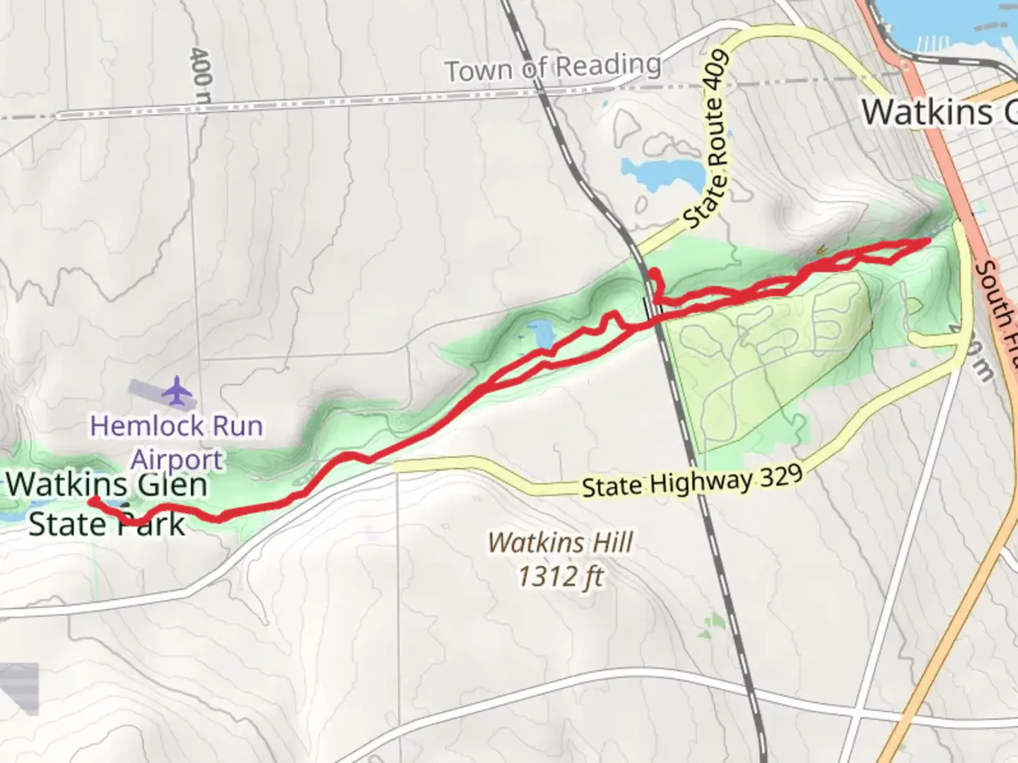 An image depicting the trail Glen Creek - Watkins Glen State Park Loop and its surrounding area.