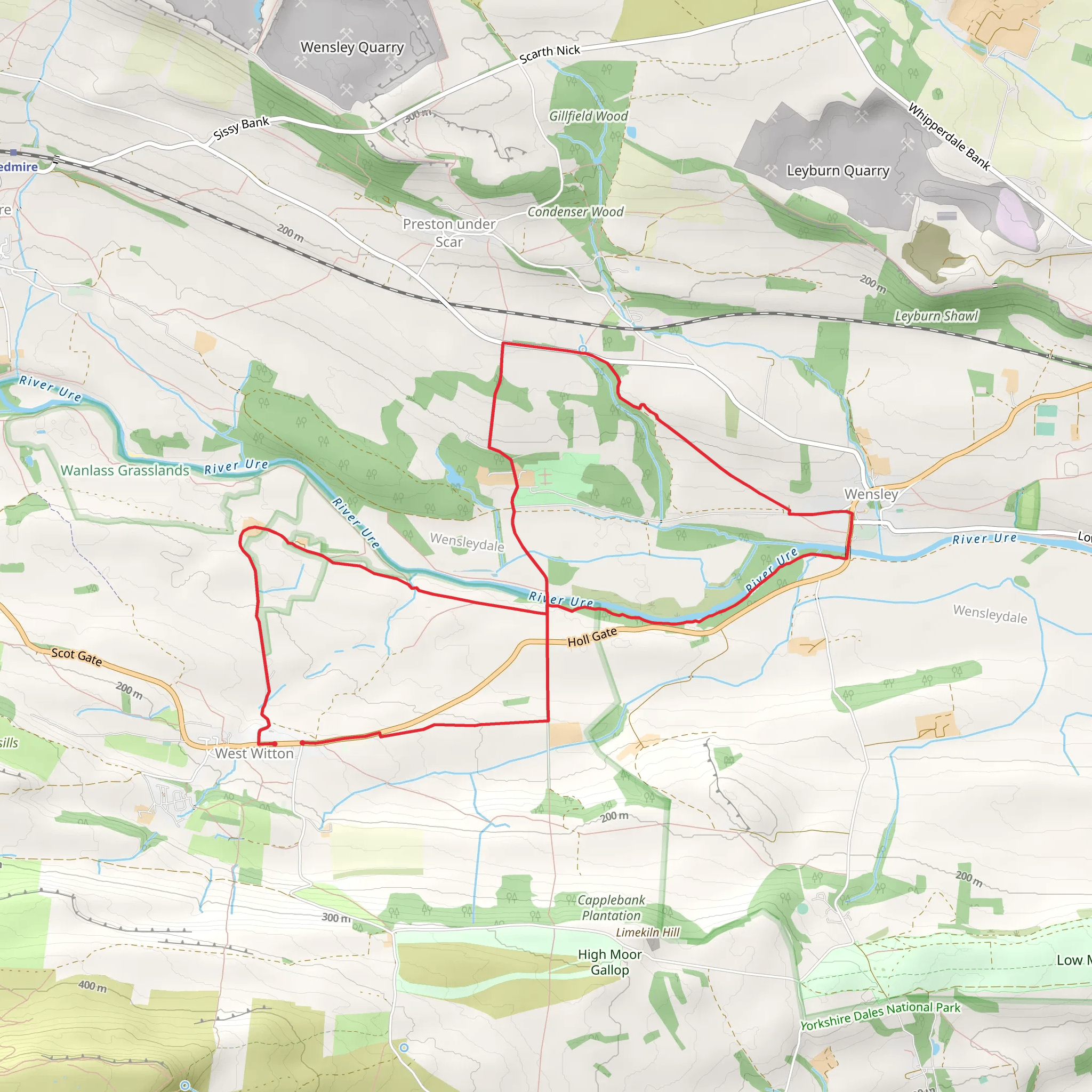 West Witton to Wensley Loop mobile static map