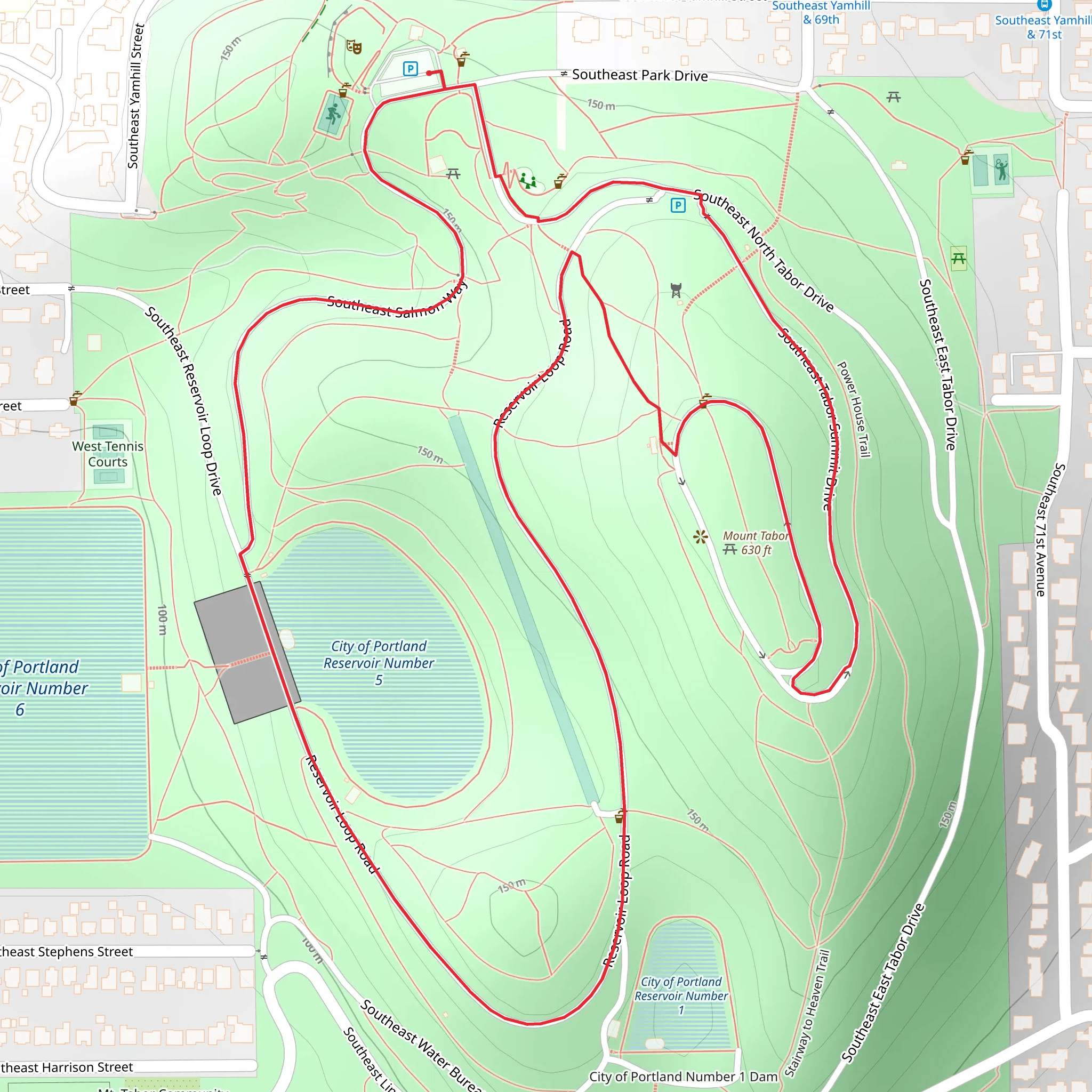 Mount Tabor - City of Portland Reservoir Number 5 Loop mobile static map