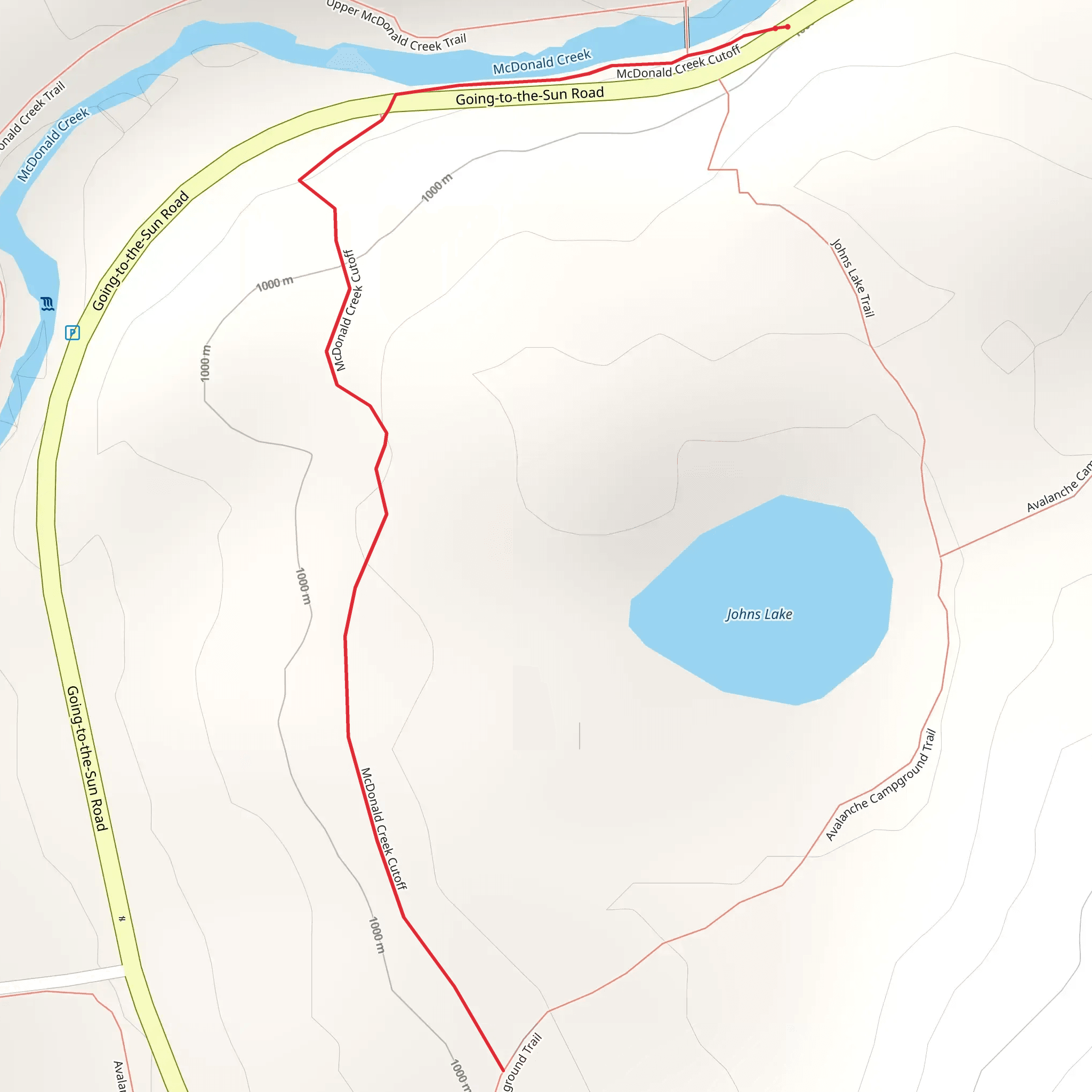McDonald Creek Cutoff Trail mobile static map