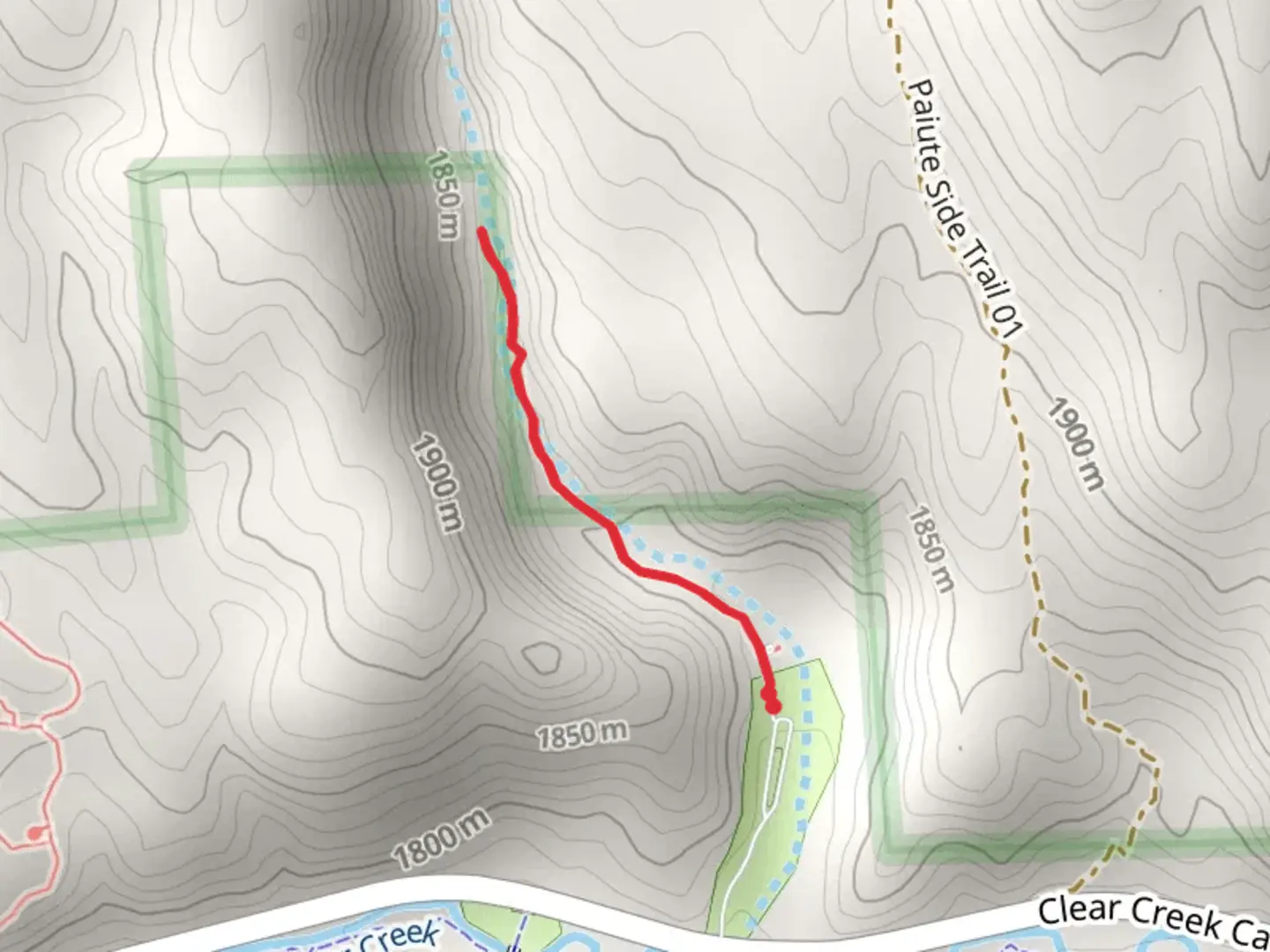 An image depicting the trail Sam Stowe Creek and its surrounding area.