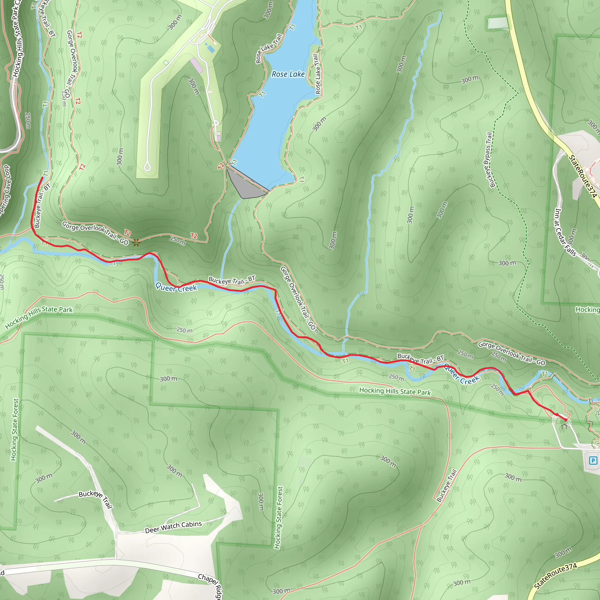 Queer Creek and Grandma Gatewood Trail mobile static map