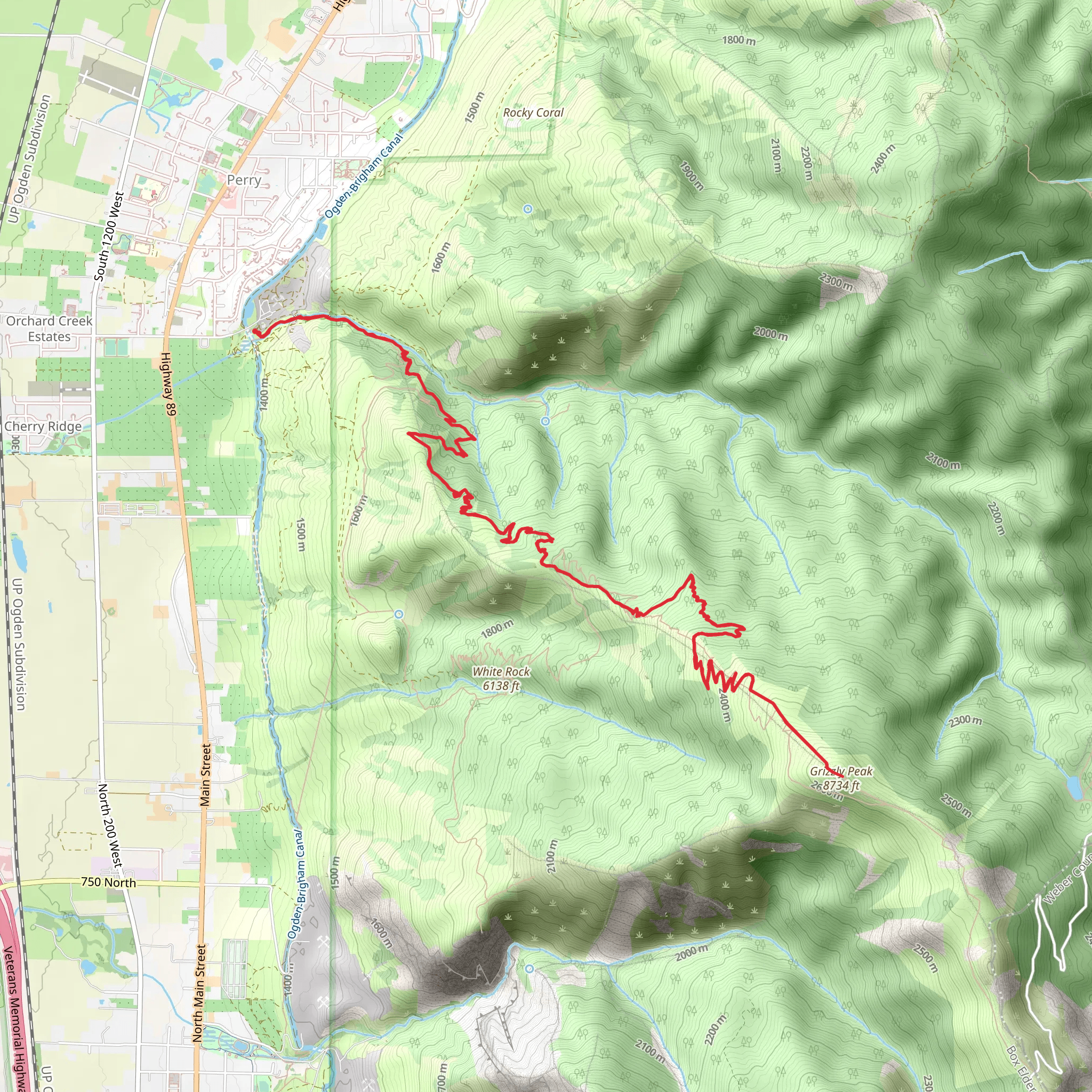 Grizzly Peak via Perry Canyon mobile static map