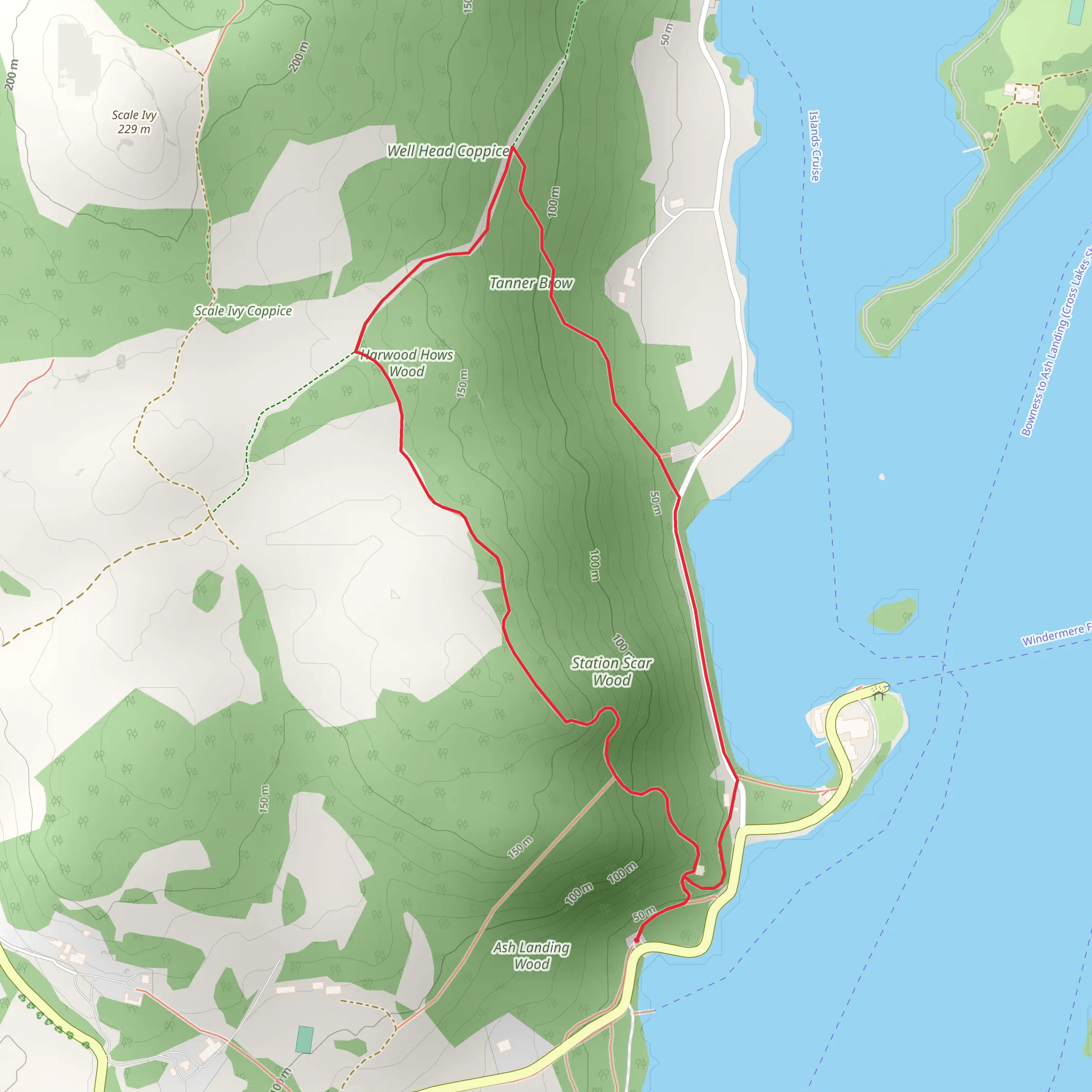 Ash Landing and Station Scar Wood Loop - Windermere mobile static map