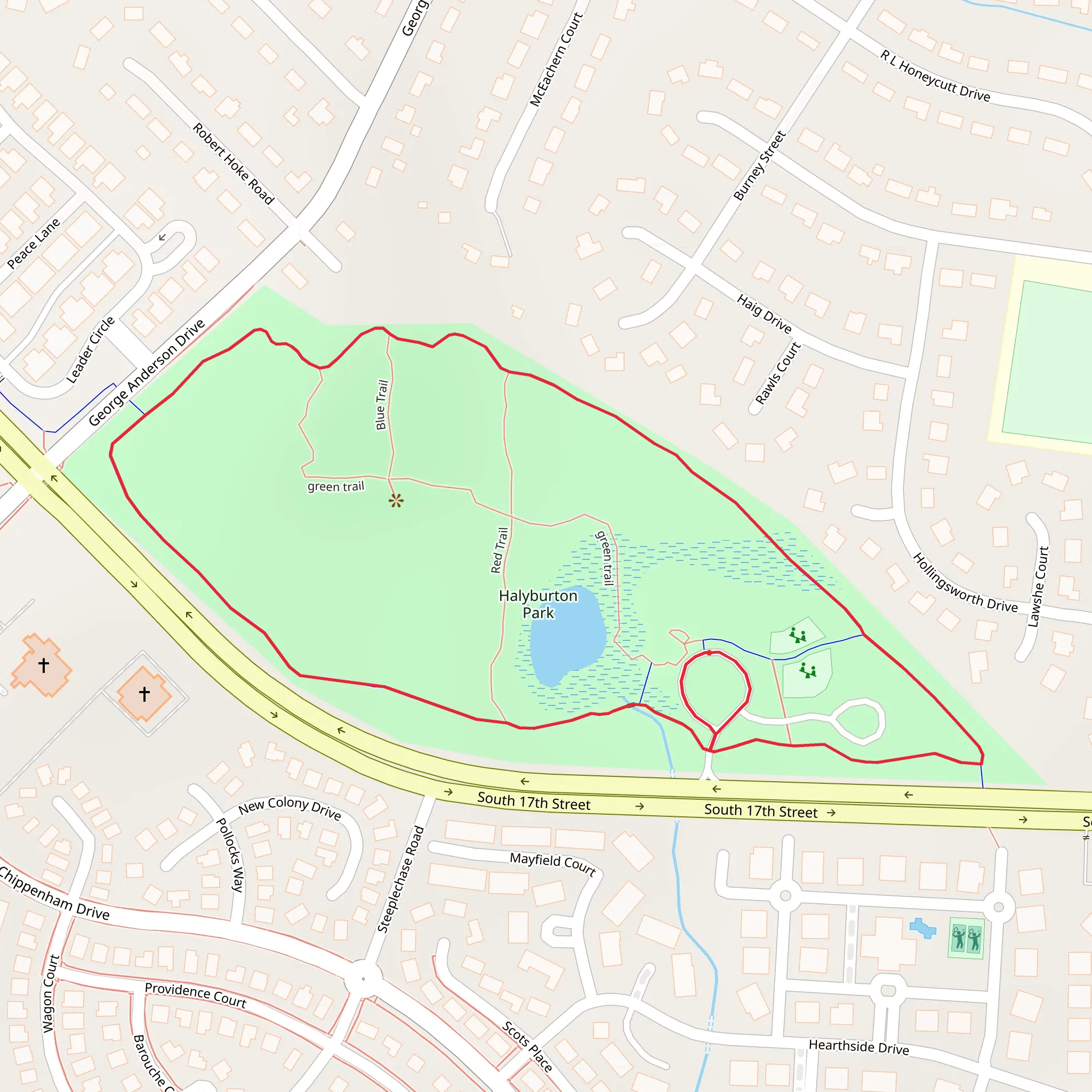 Loop along South 17th Street mobile static map