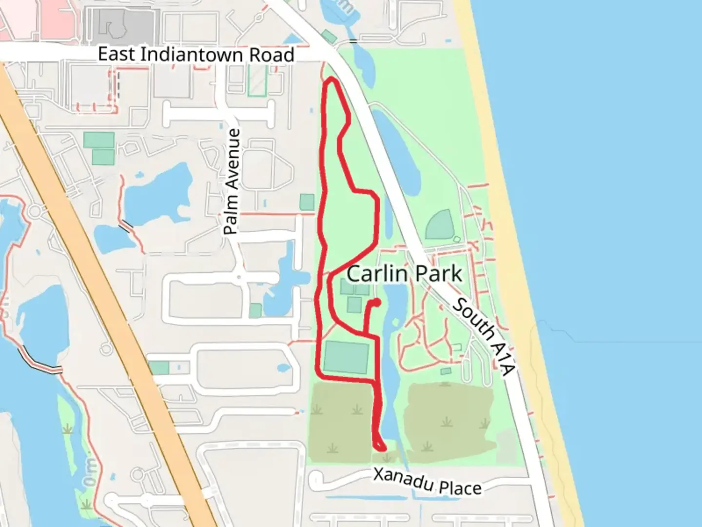 An image depicting the trail Carlin Park Loop - West and its surrounding area.