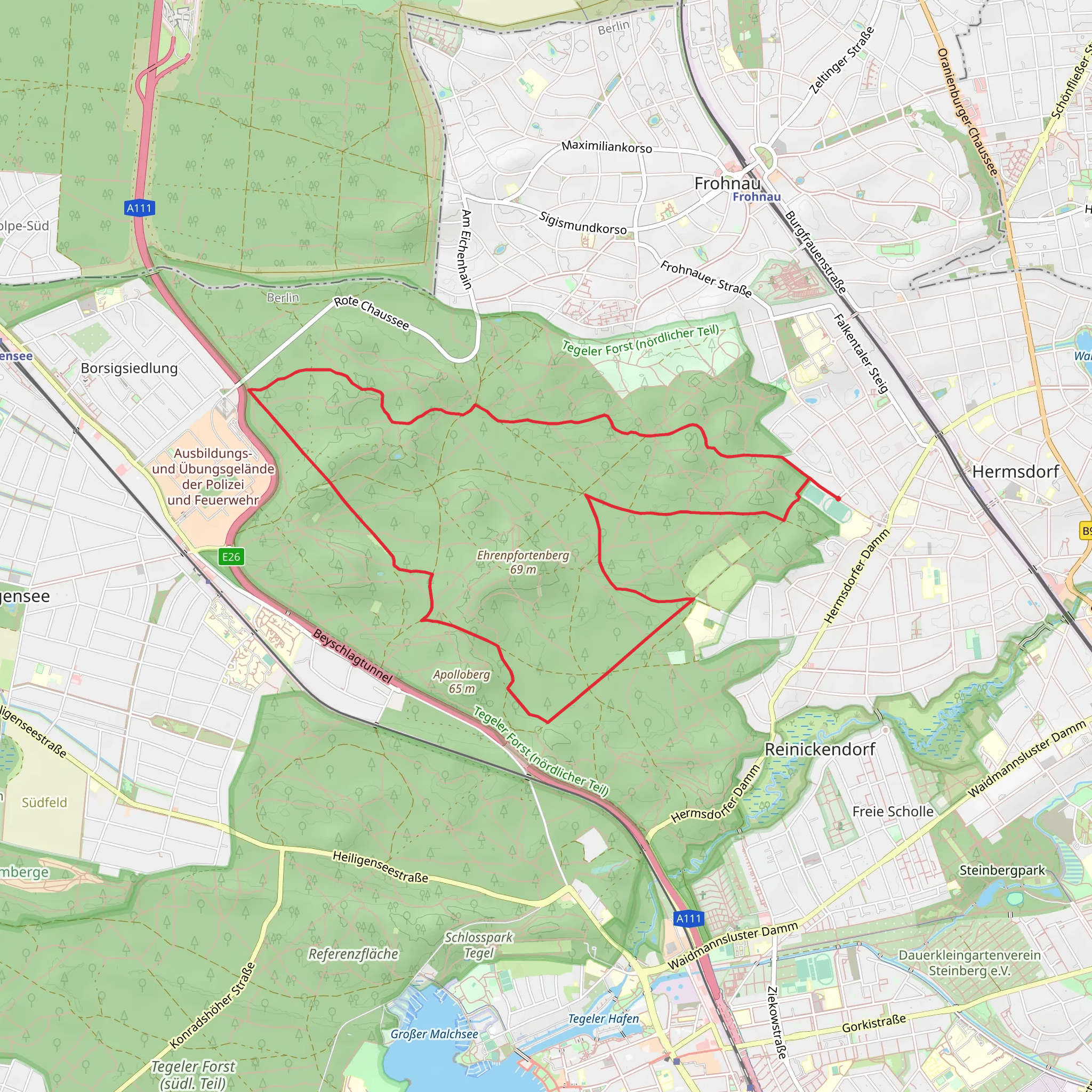 Tegeler Forst Long Loop mobile static map