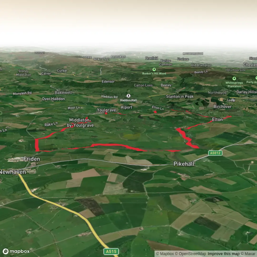 An image depicting the trail Youlgreave and Gratton Dale and its surrounding area.