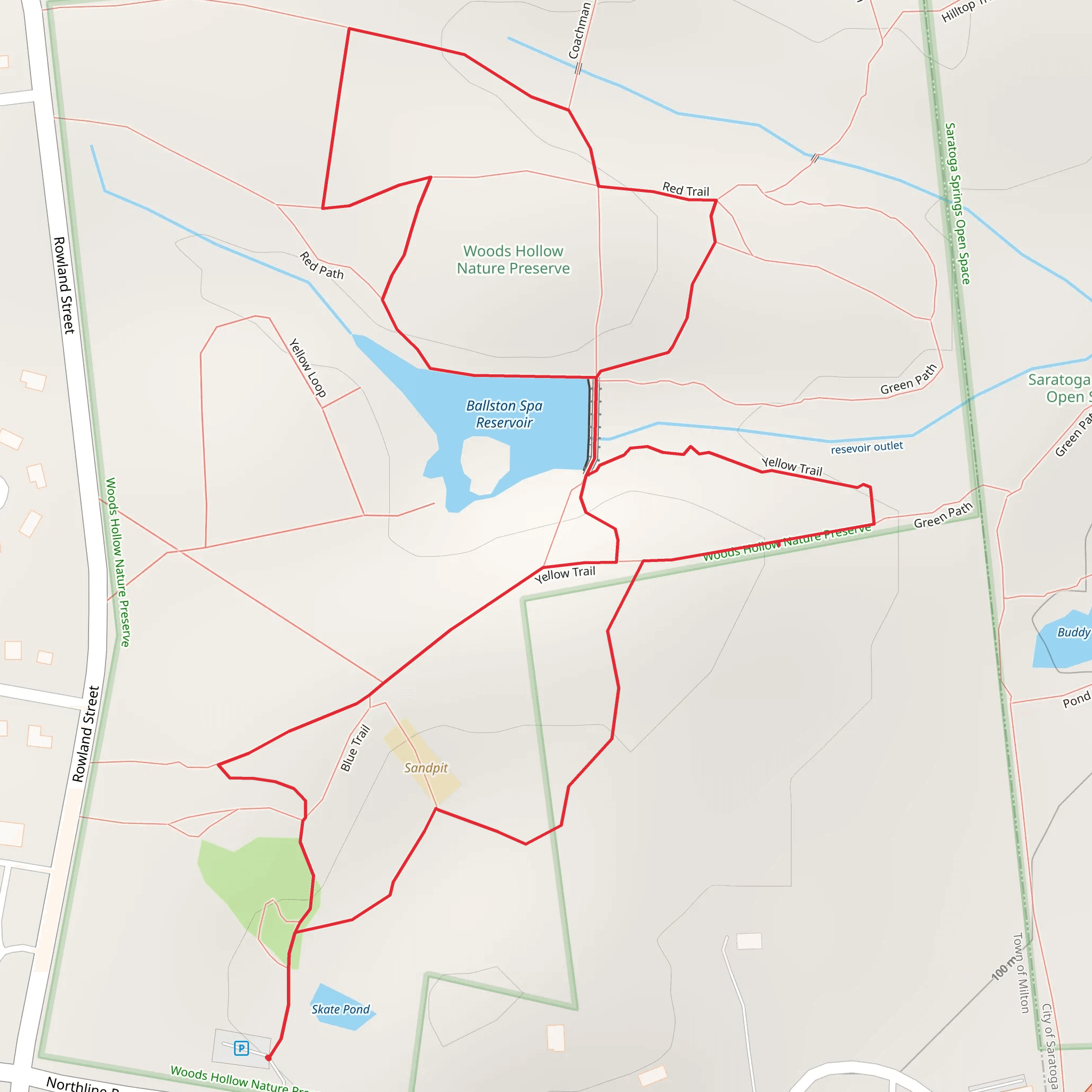 Red, Yellow and Ballston Spa Reservoir Loop mobile static map