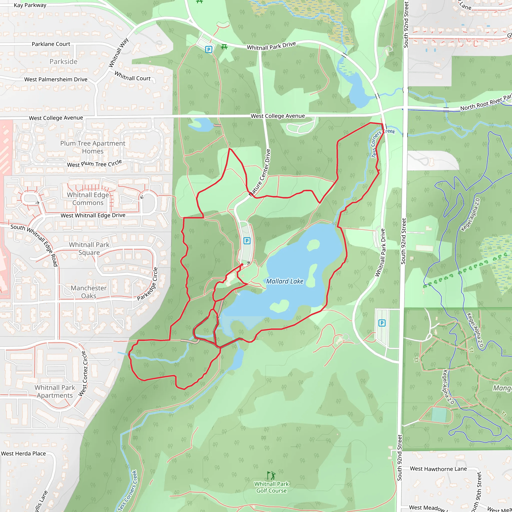Mallard Lake and Whitnall Park Loop mobile static map