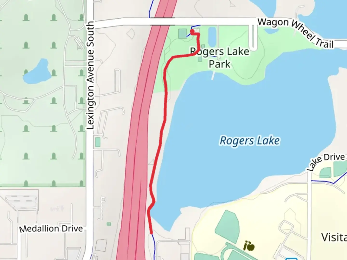 An image depicting the trail Rogers Lake Walk and its surrounding area.
