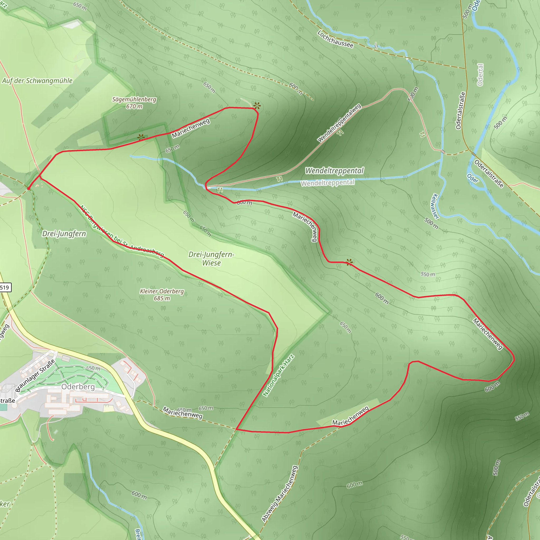 Kleiner Oderberg and Mariechenweg Loop mobile static map