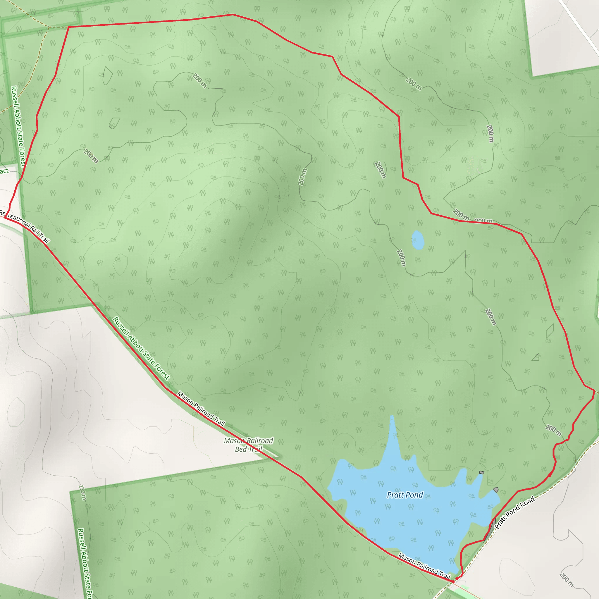 Russell-Abbott State Forest - Pratt Pond Loop Trail mobile static map