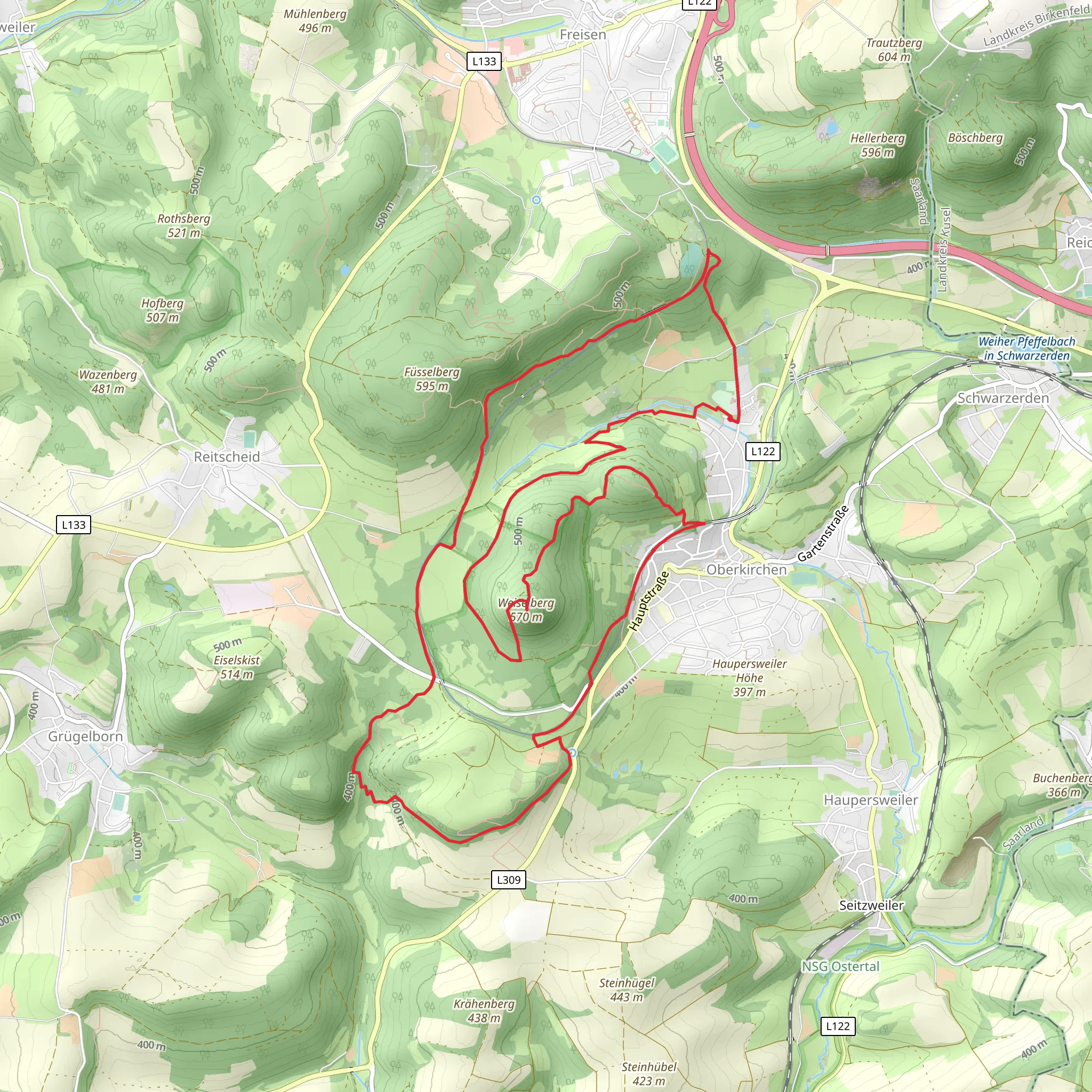 Weiselberg Loop via Oberkirchen mobile static map