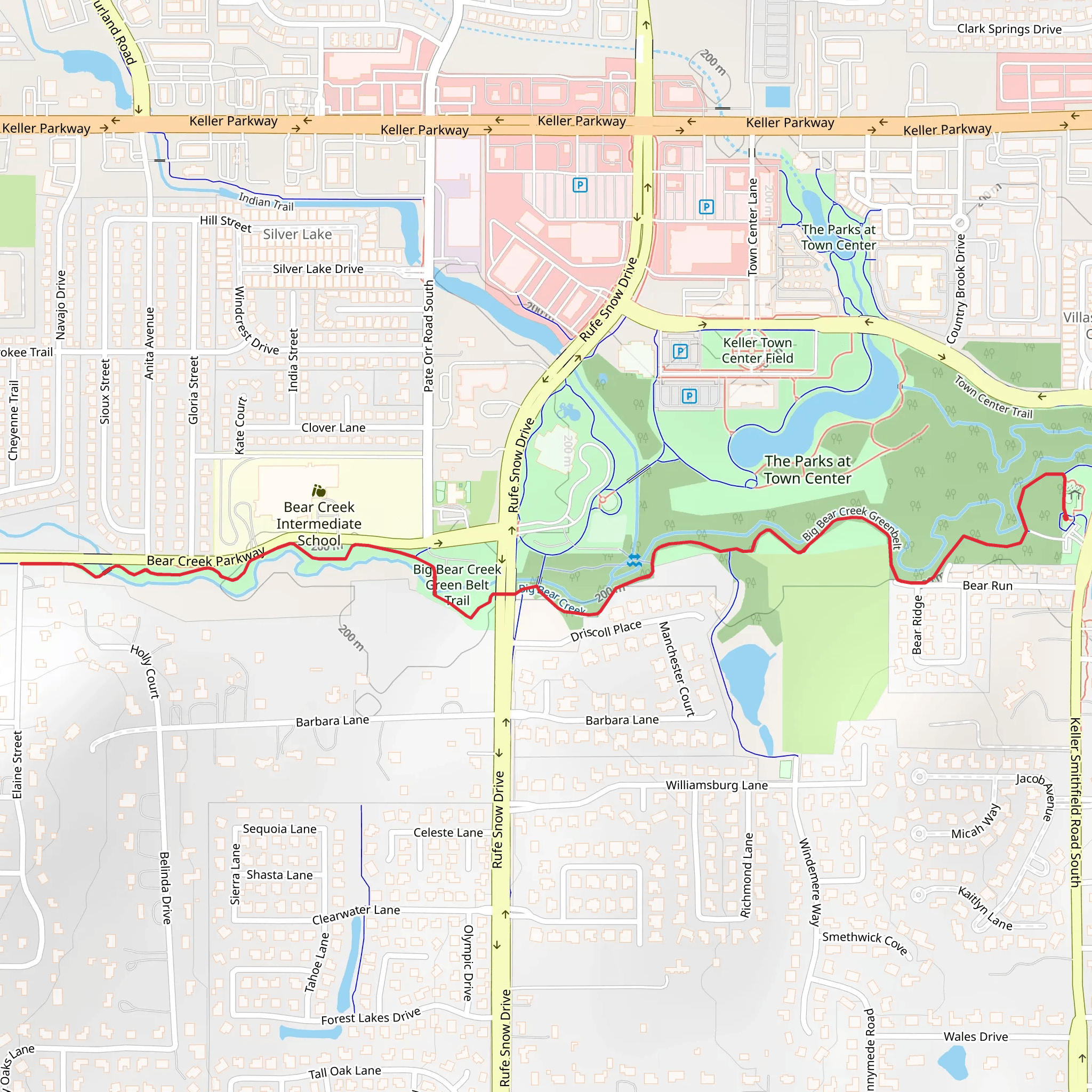 Big Bear Creek Green Belt Trail mobile static map