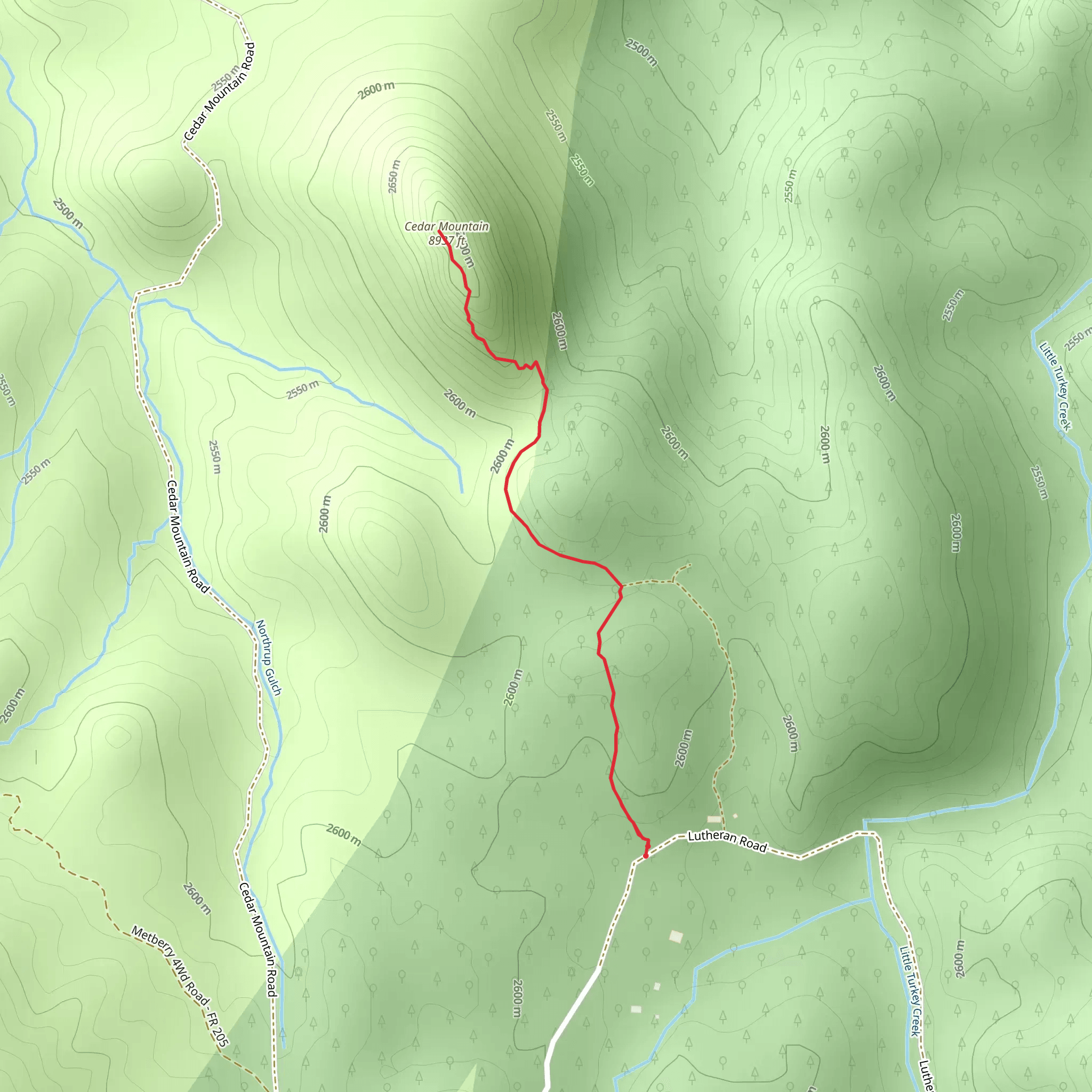 Cedar Mountain Trail mobile static map