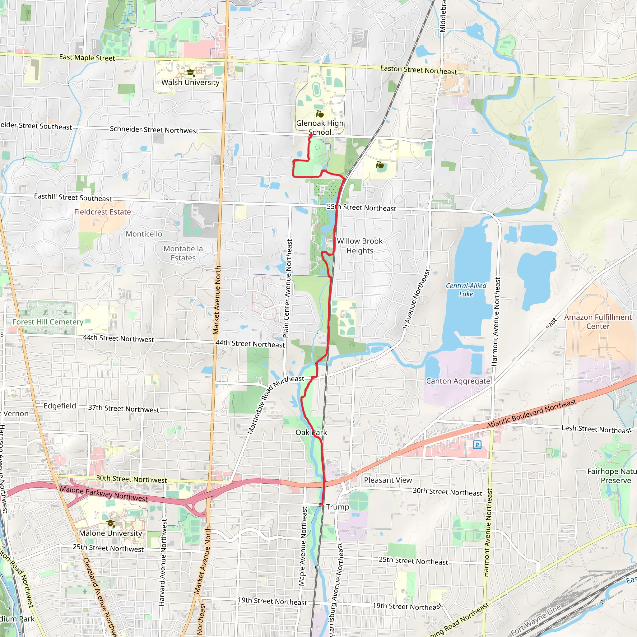 Middle Branch Trail mobile static map