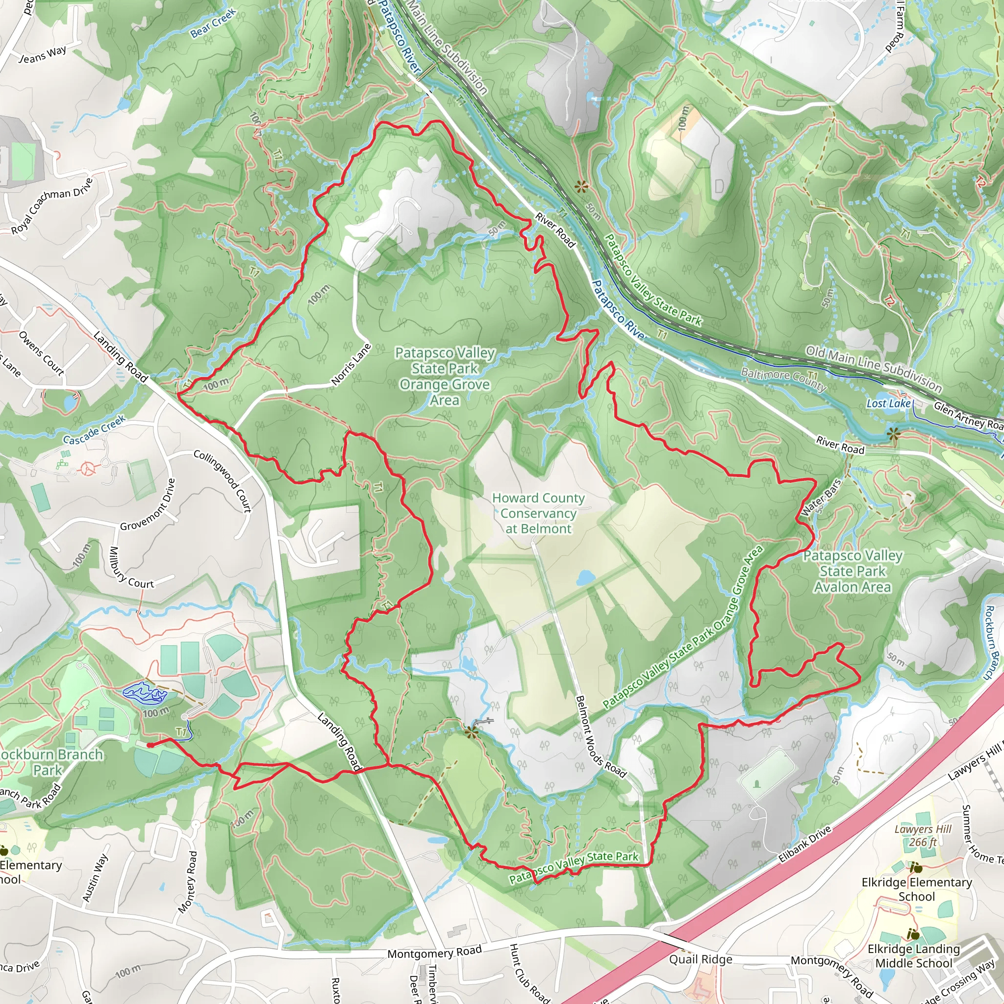 Hop the Snake, Cascade Falls and Lewis and Clark Loop Trail mobile static map