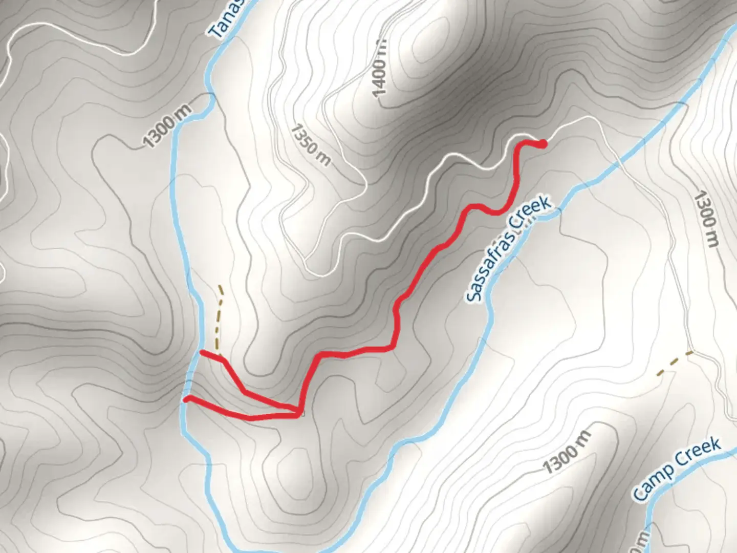 An image depicting the trail Tanasee Creek and its surrounding area.