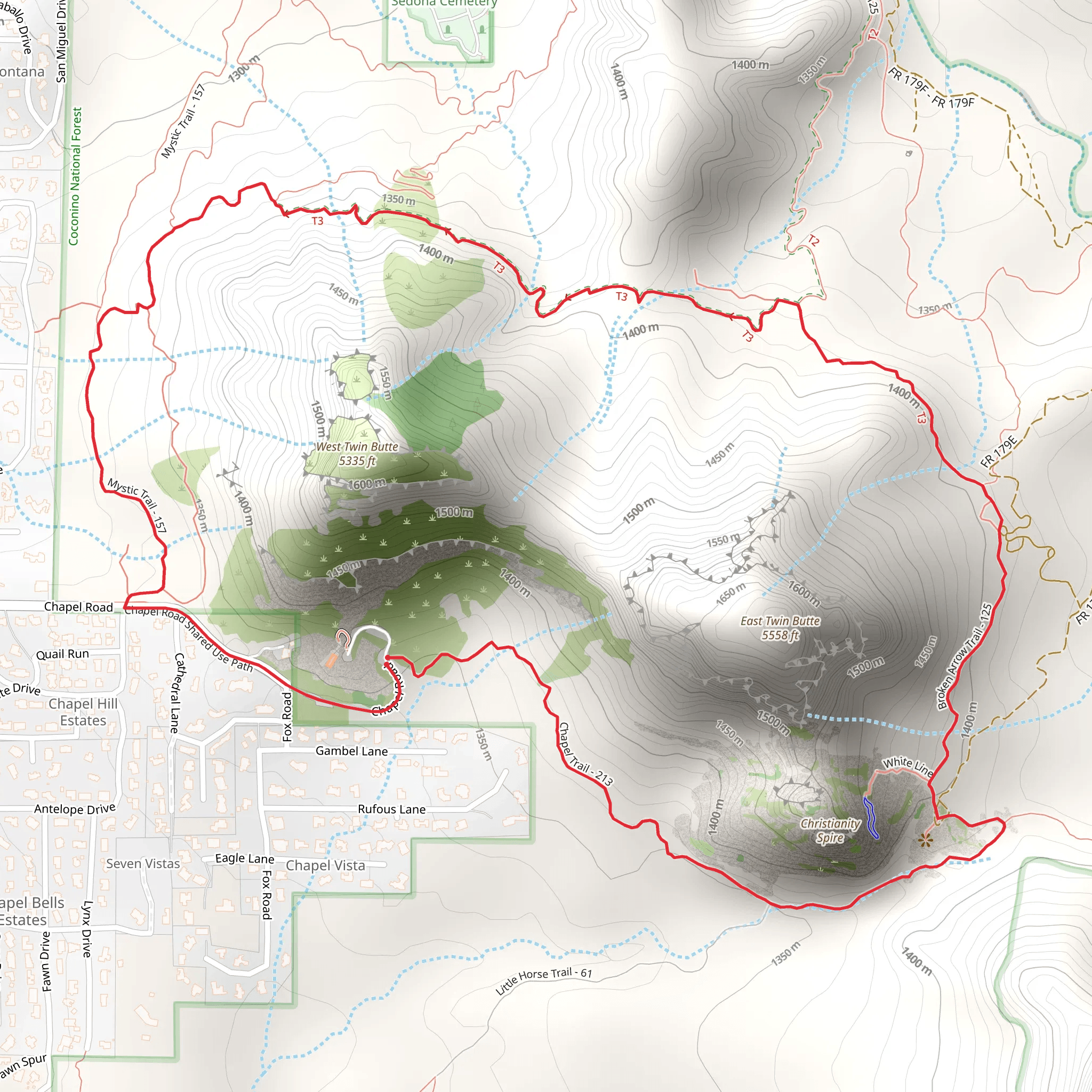 Chapel Trail, Broken Arrow Trail and Hog Heaven Trail Loop mobile static map