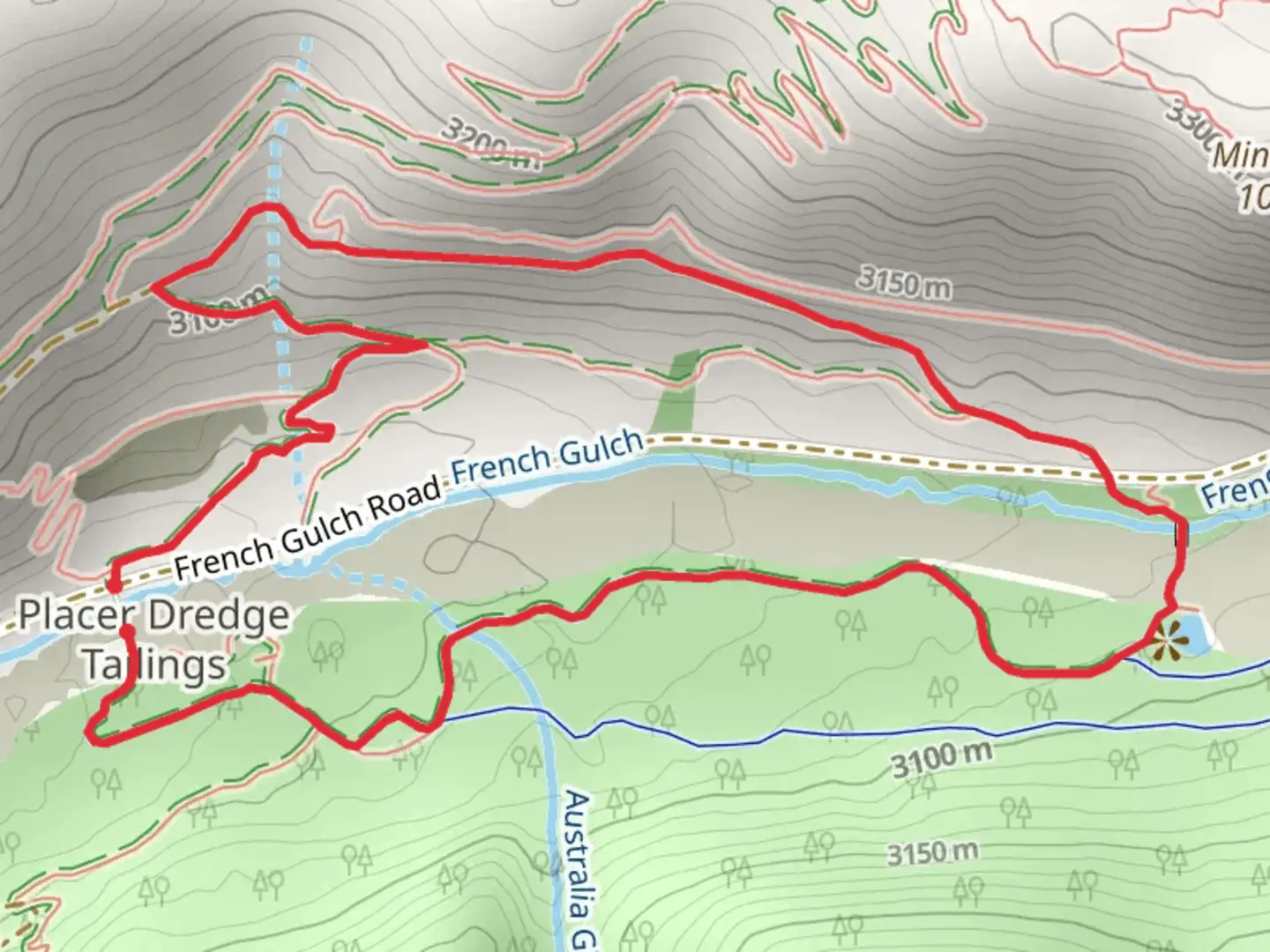 An image depicting the trail B and B Trail and Minnie Mine Trail Loop and its surrounding area.