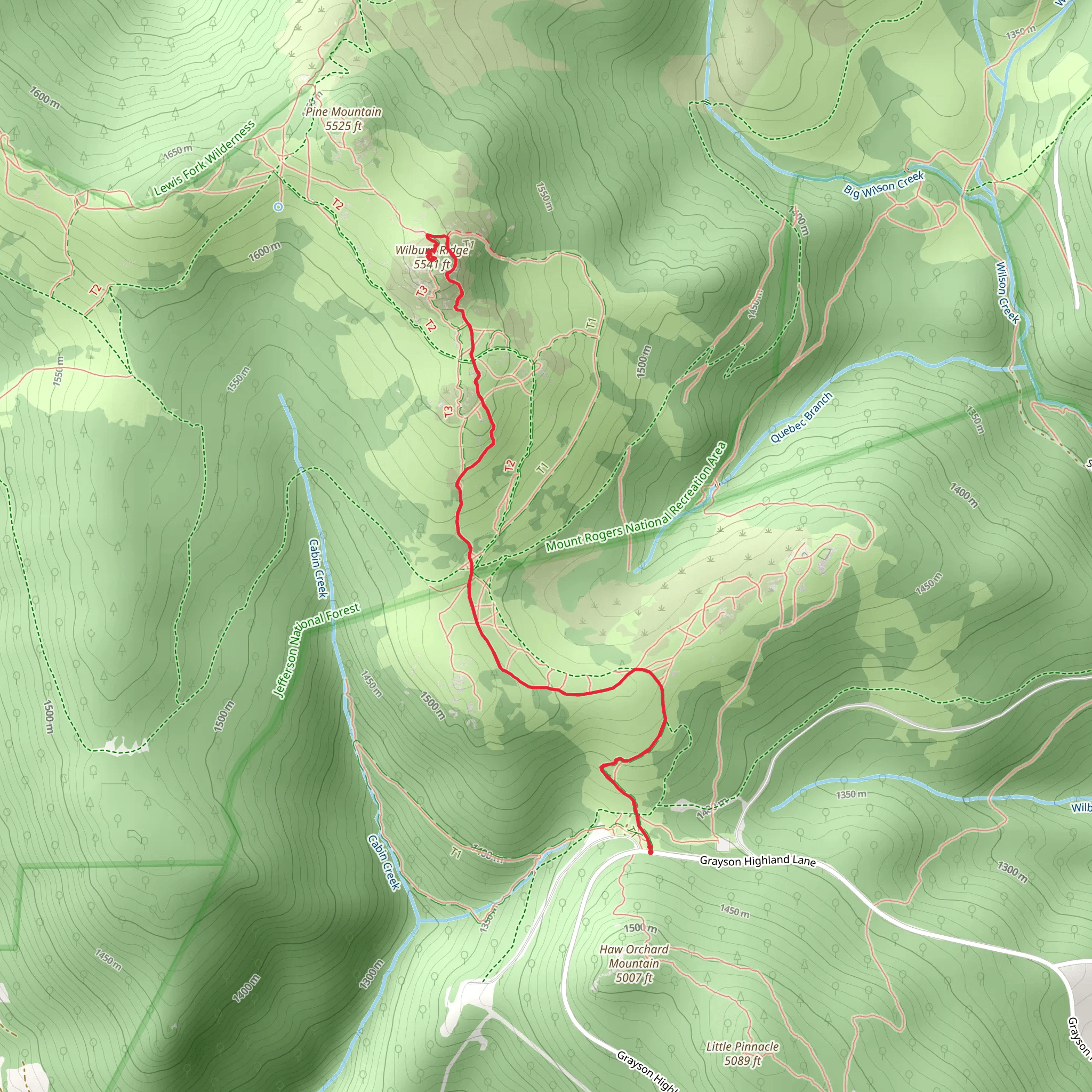 Wilburn Ridge via Appalachian Trail mobile static map