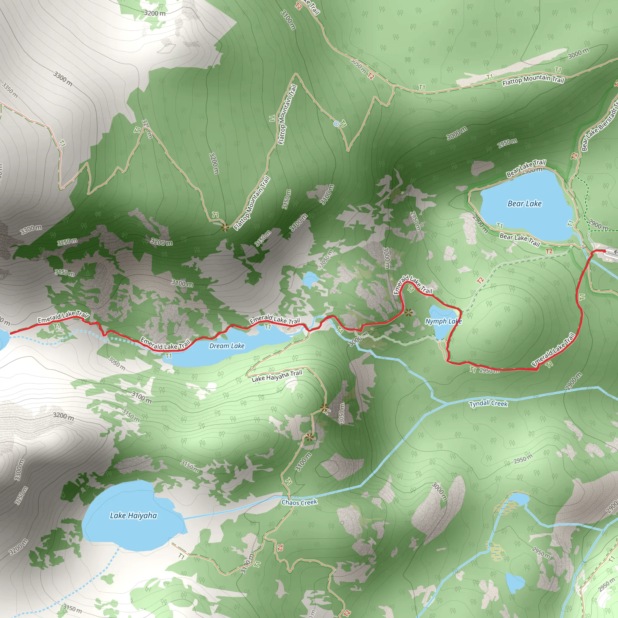 Dream Lake and Emerald Lake mobile static map
