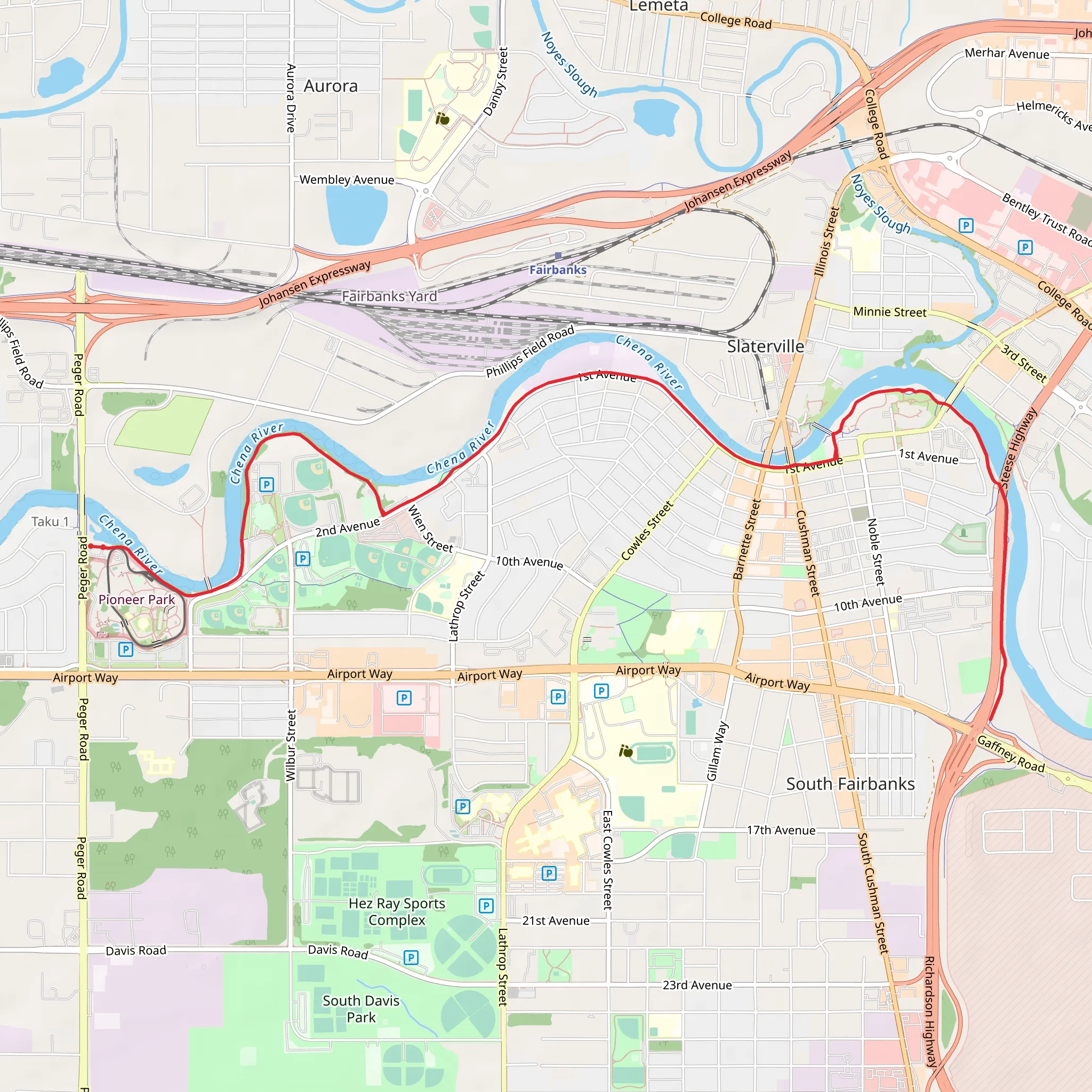 Walk along Chena River mobile static map