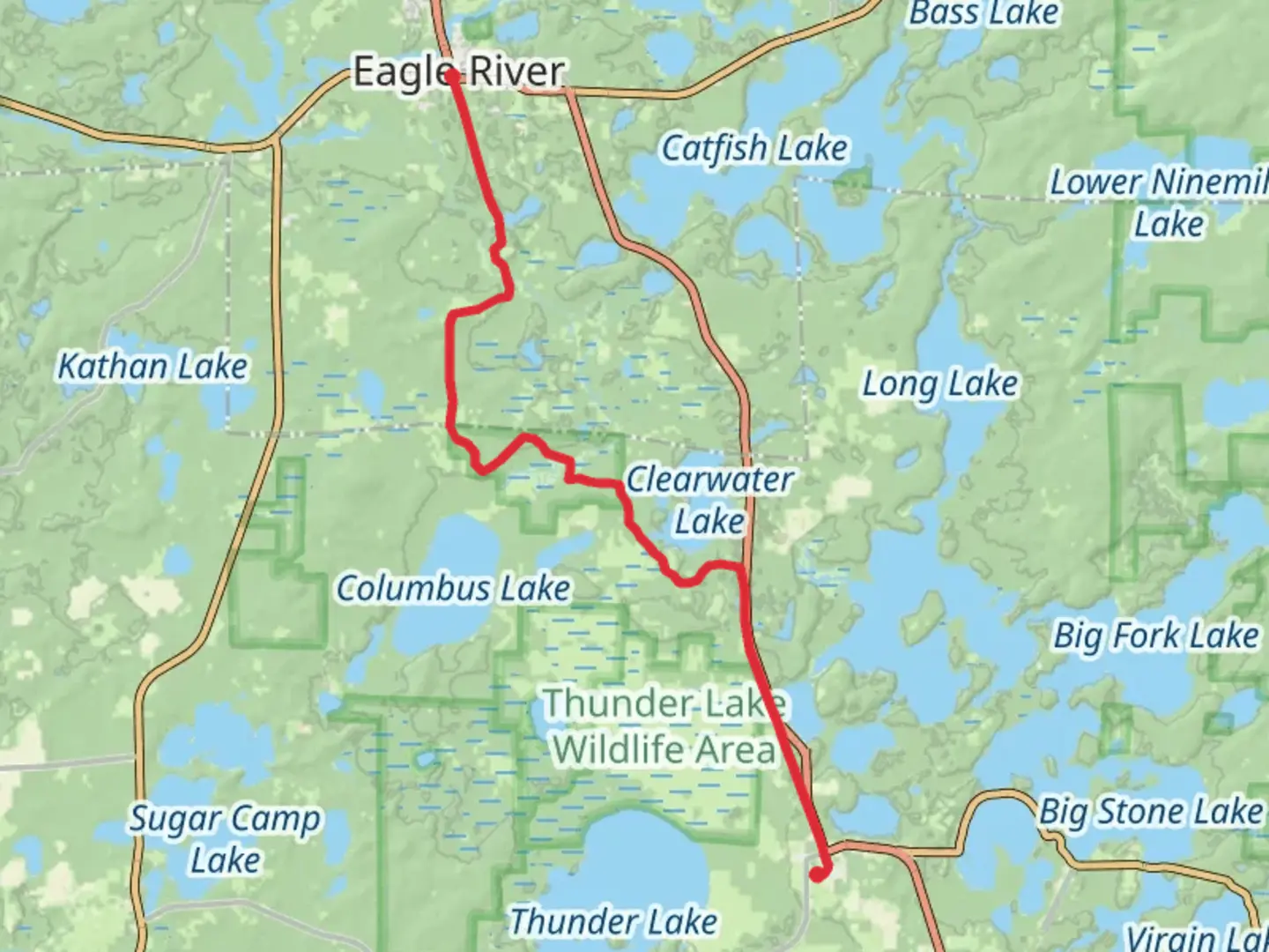 An image depicting the trail Eagle Trail and Three Eagle Trail and its surrounding area.