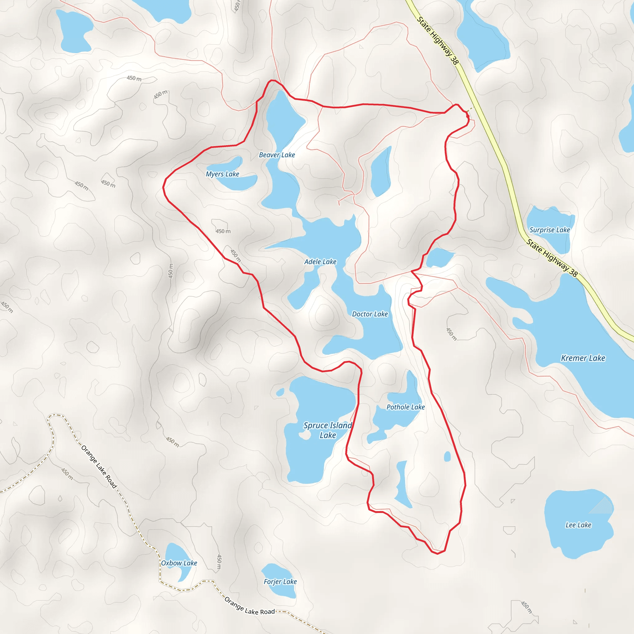 Doctor Lake, Pothole Lake and Beaver Lake Loop mobile static map