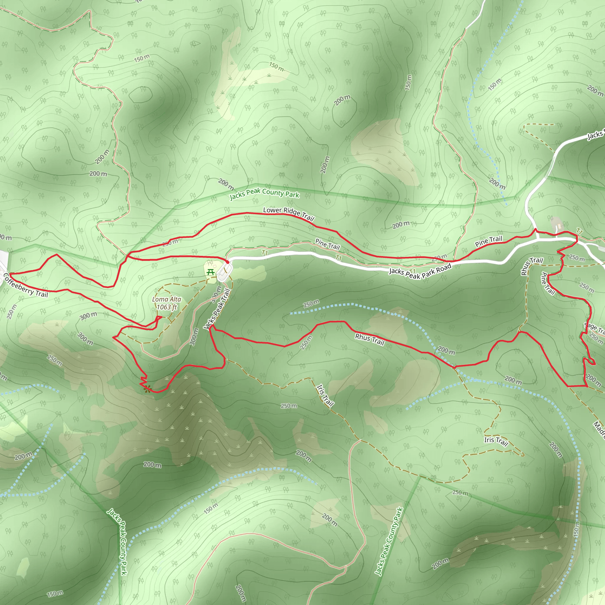Loma Alta and Lower Ridge Loop Trail mobile static map