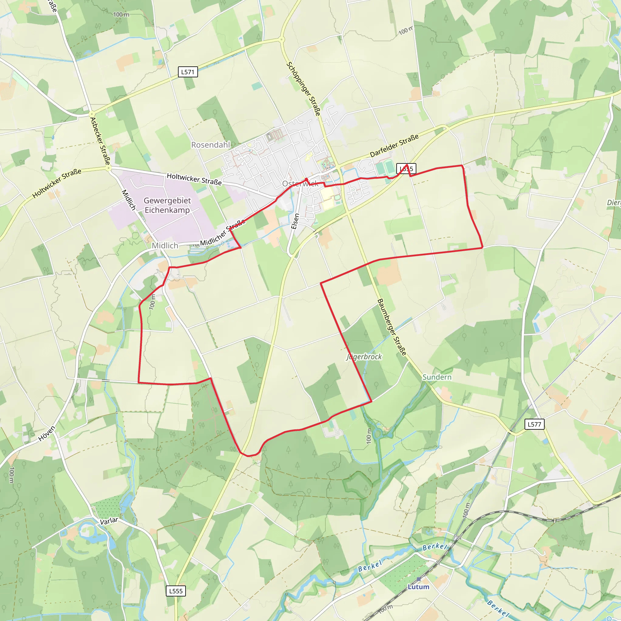 Osterwick Rundweg O1 and O3 mobile static map