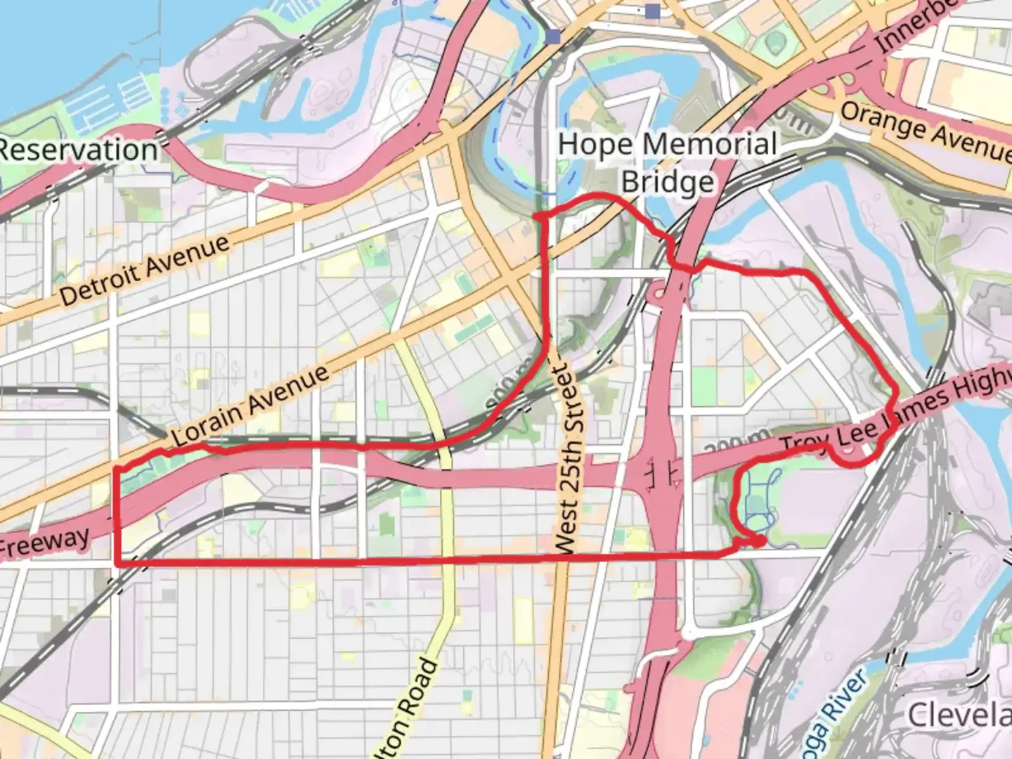 An image depicting the trail Red Line Greenway and Ohio - Erie Canal Towpath Loop Trail and its surrounding area.