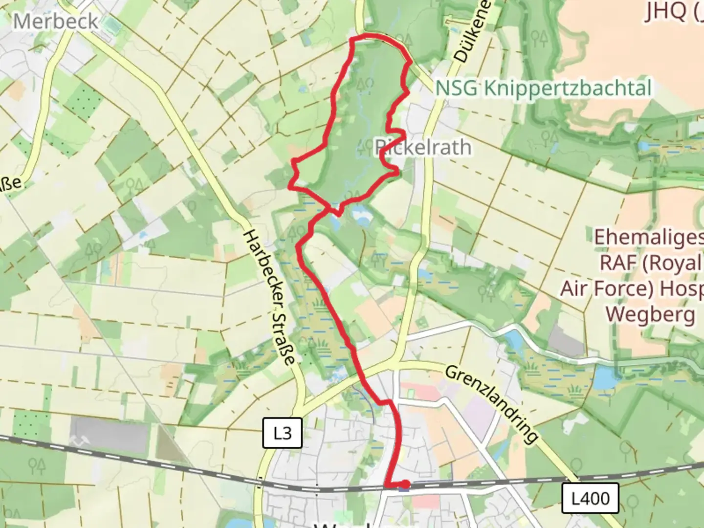 An image depicting the trail Wegberger Muehlen Tour and Wegberg Route Gelb and its surrounding area.