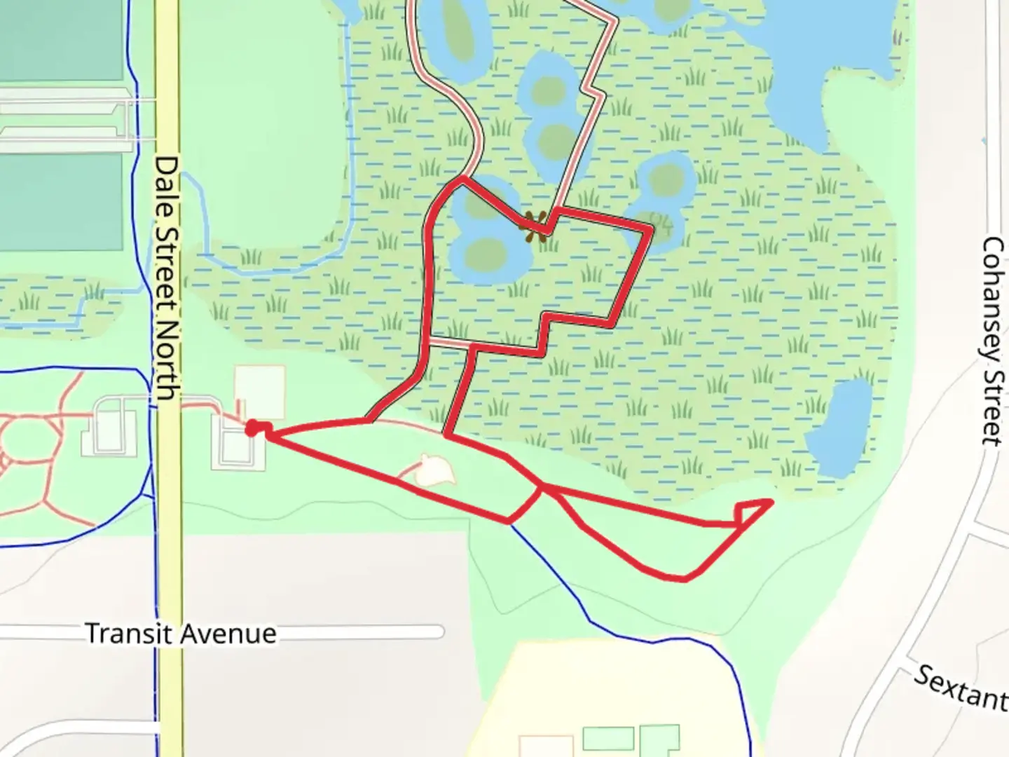 An image depicting the trail Harriet Alexander Nature Center Loop and its surrounding area.