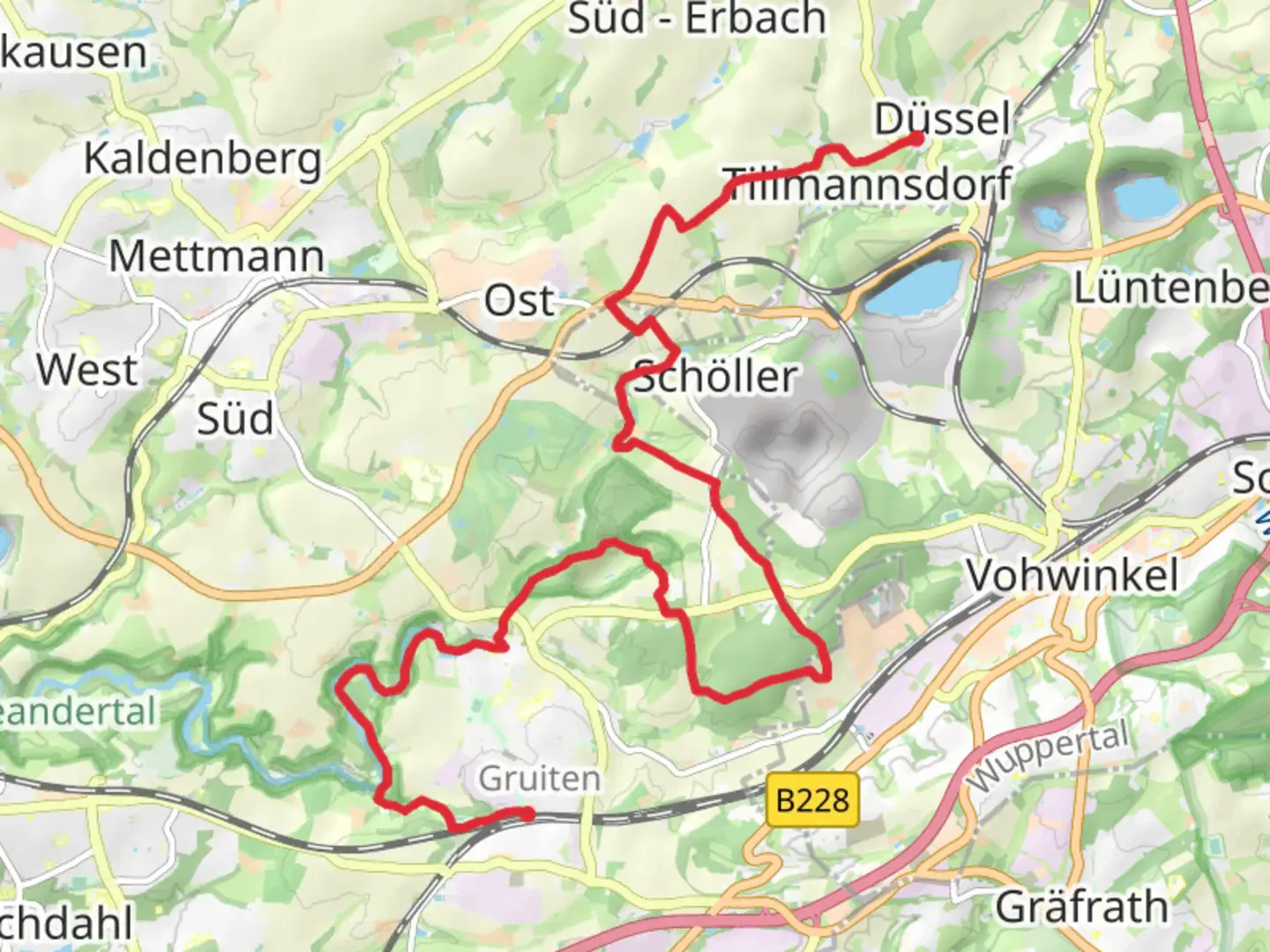 An image depicting the trail Gruiten to Dussel Walk and its surrounding area.