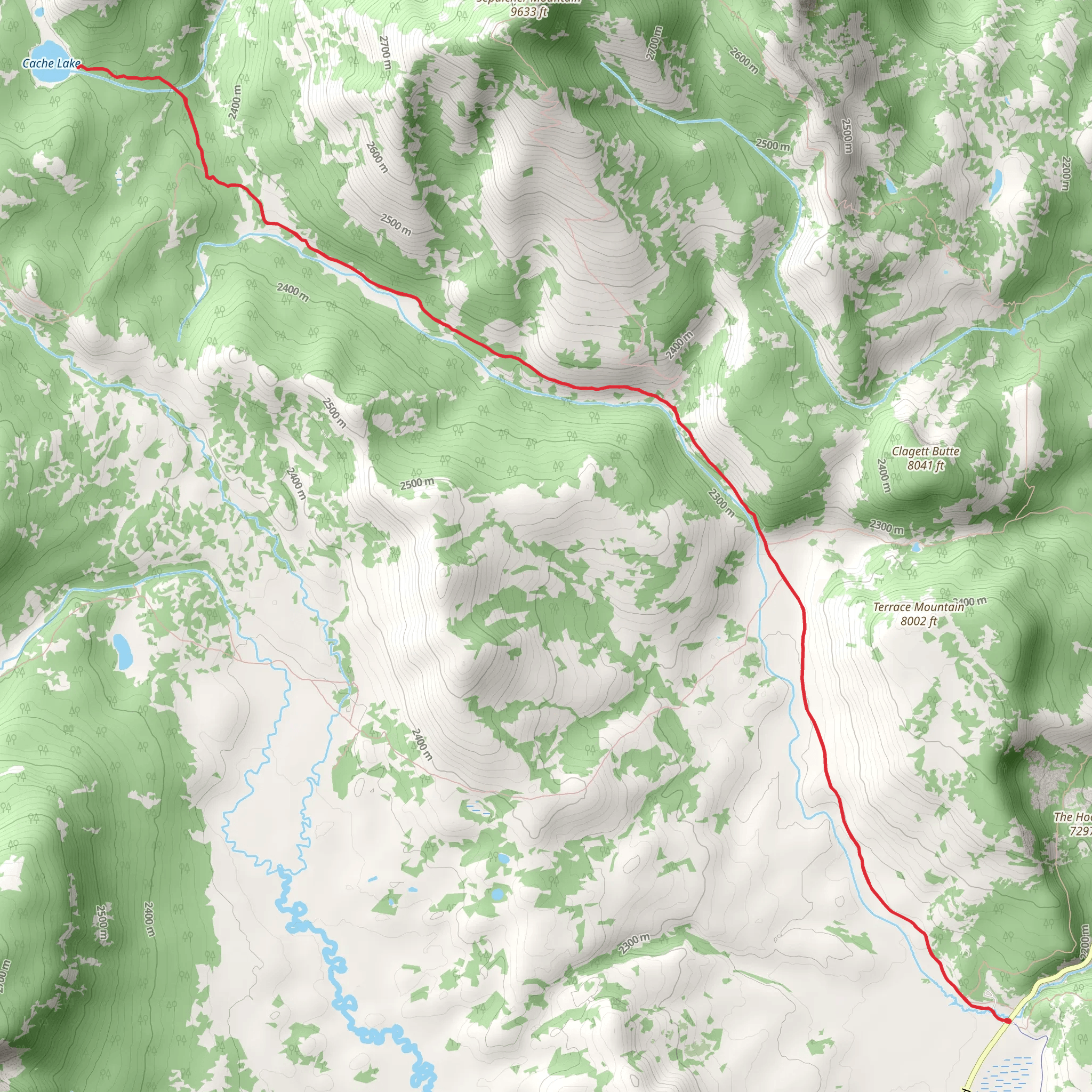 Cache Lake via Glen Creek Trail mobile static map