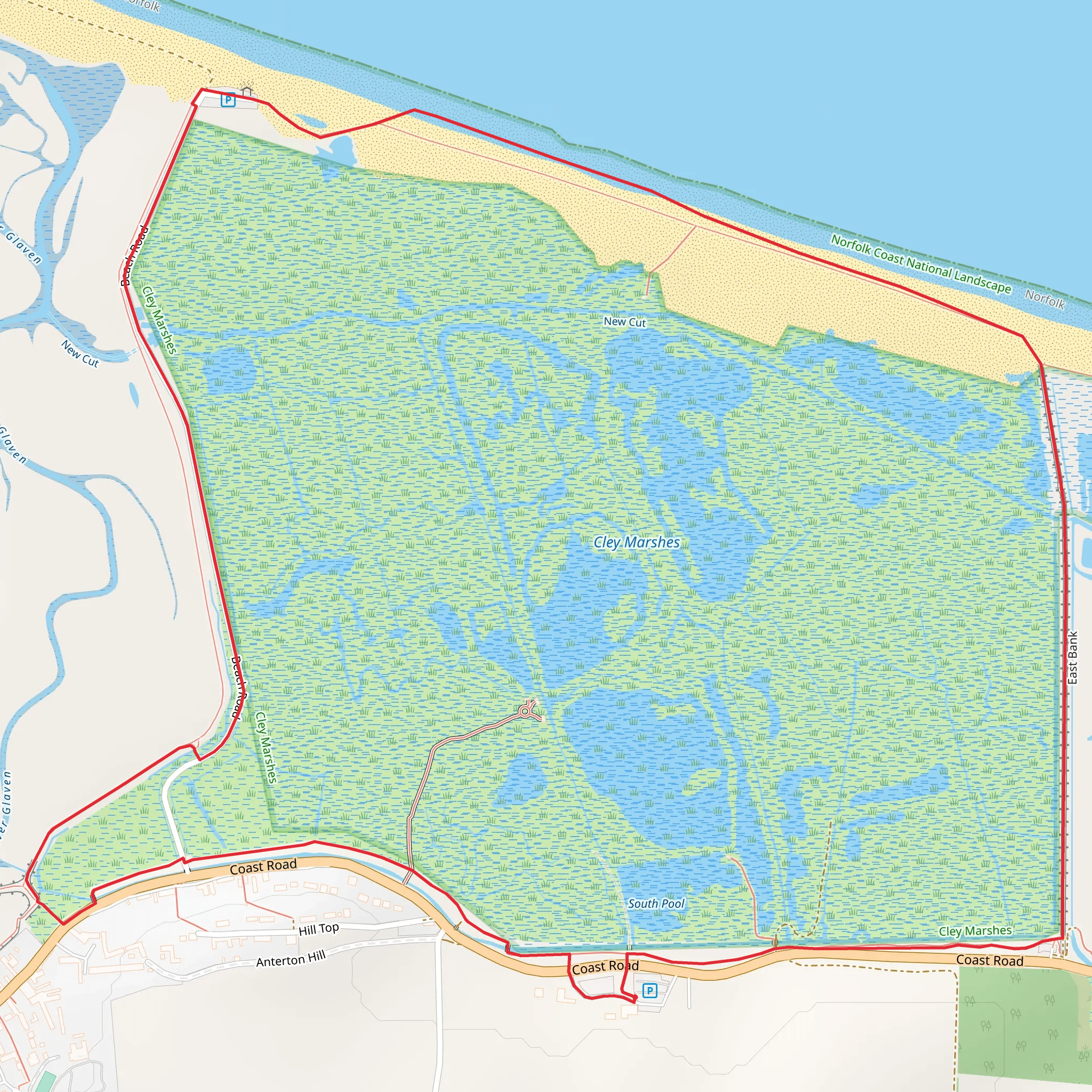 Cley Marshes Loop mobile static map