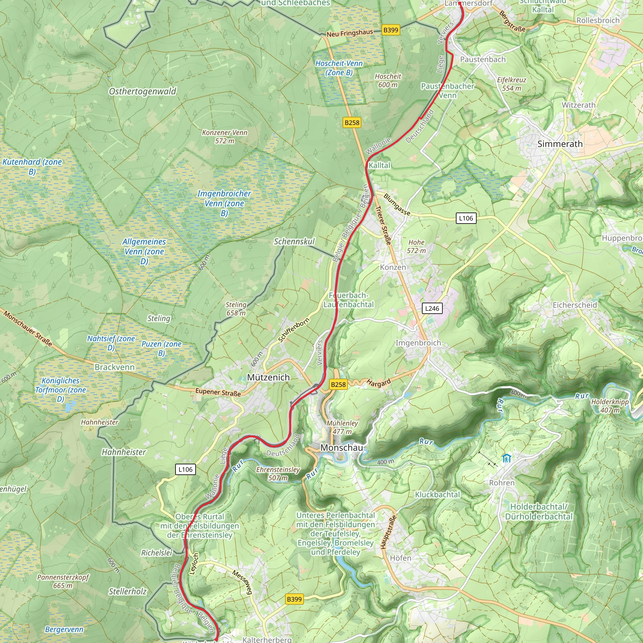 Lammersdorf to kuchelscheid Walk mobile static map