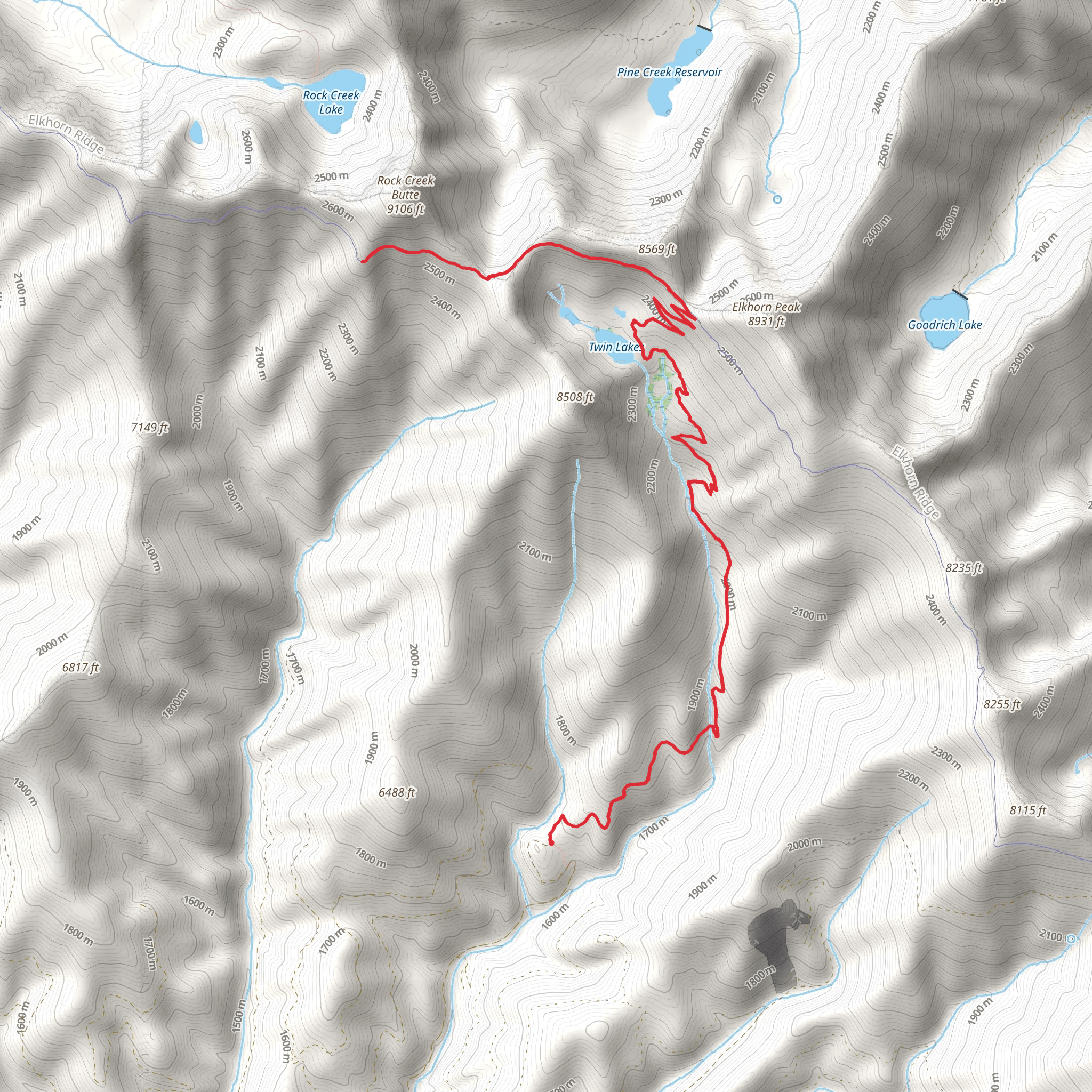 Elkhorn Crest Trail and Twin Lakes Trail mobile static map
