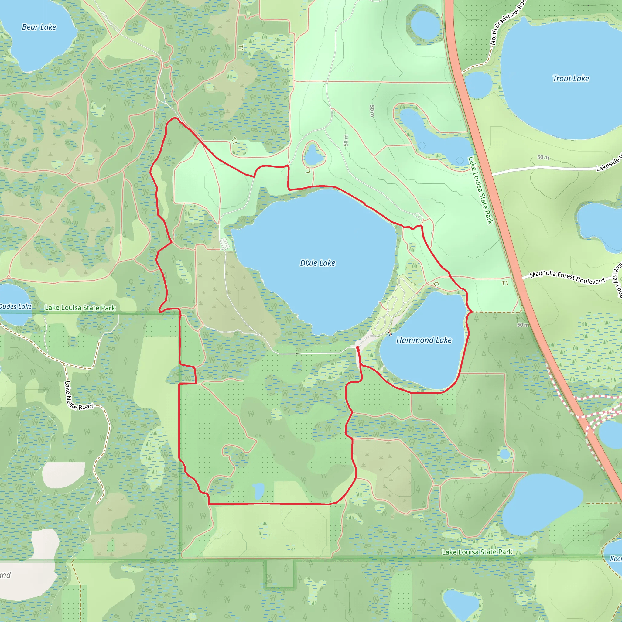Hammond and Dixie Lake Loop mobile static map