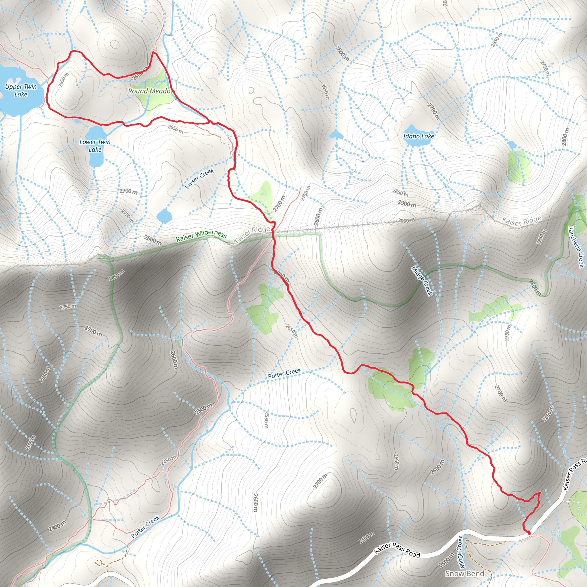Twin Lakes via Theodore Solomons Trail mobile static map