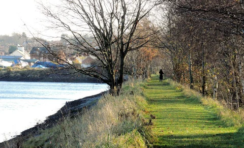 An image depicting the trail Connswater Community Greenway and its surrounding area.