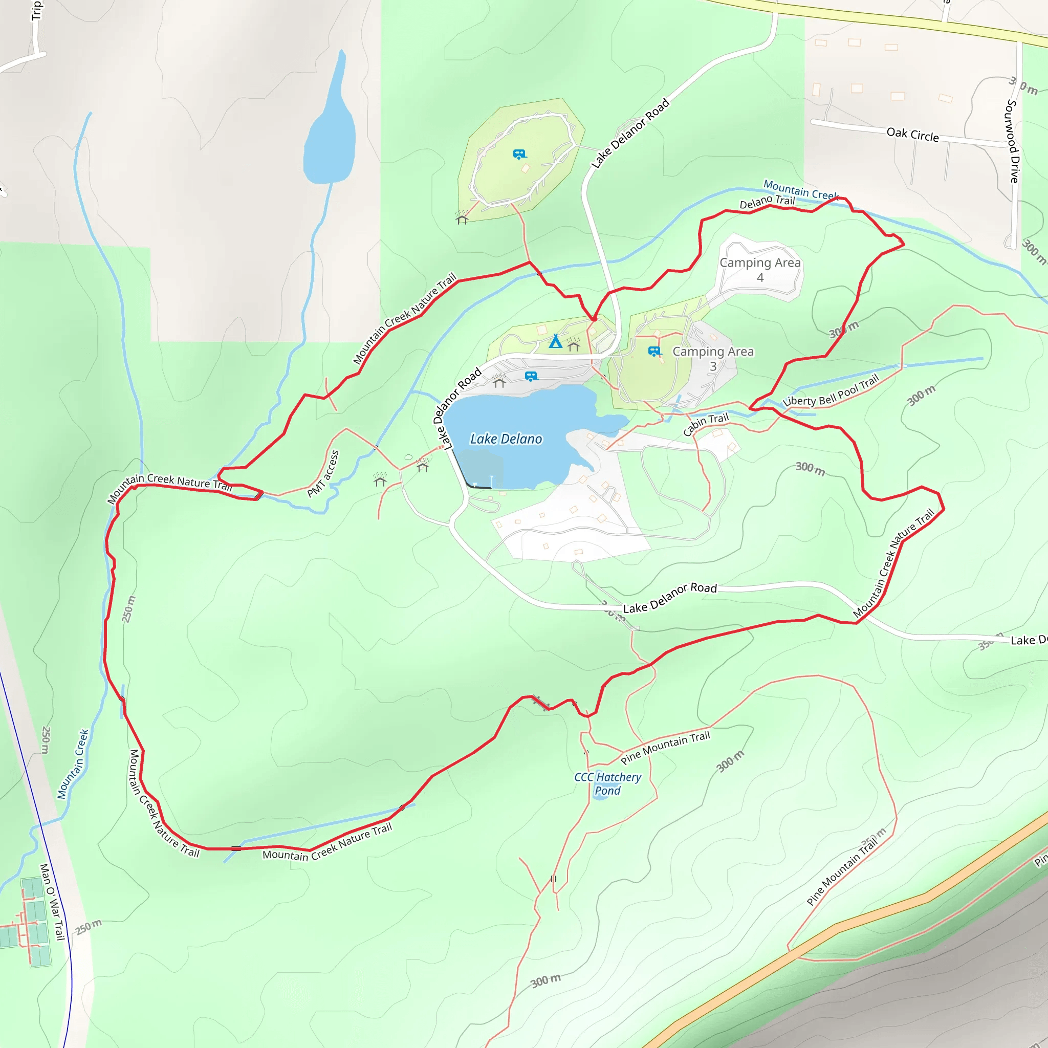 Delano Trail and Mountain Creek Nature Trail Loop mobile static map
