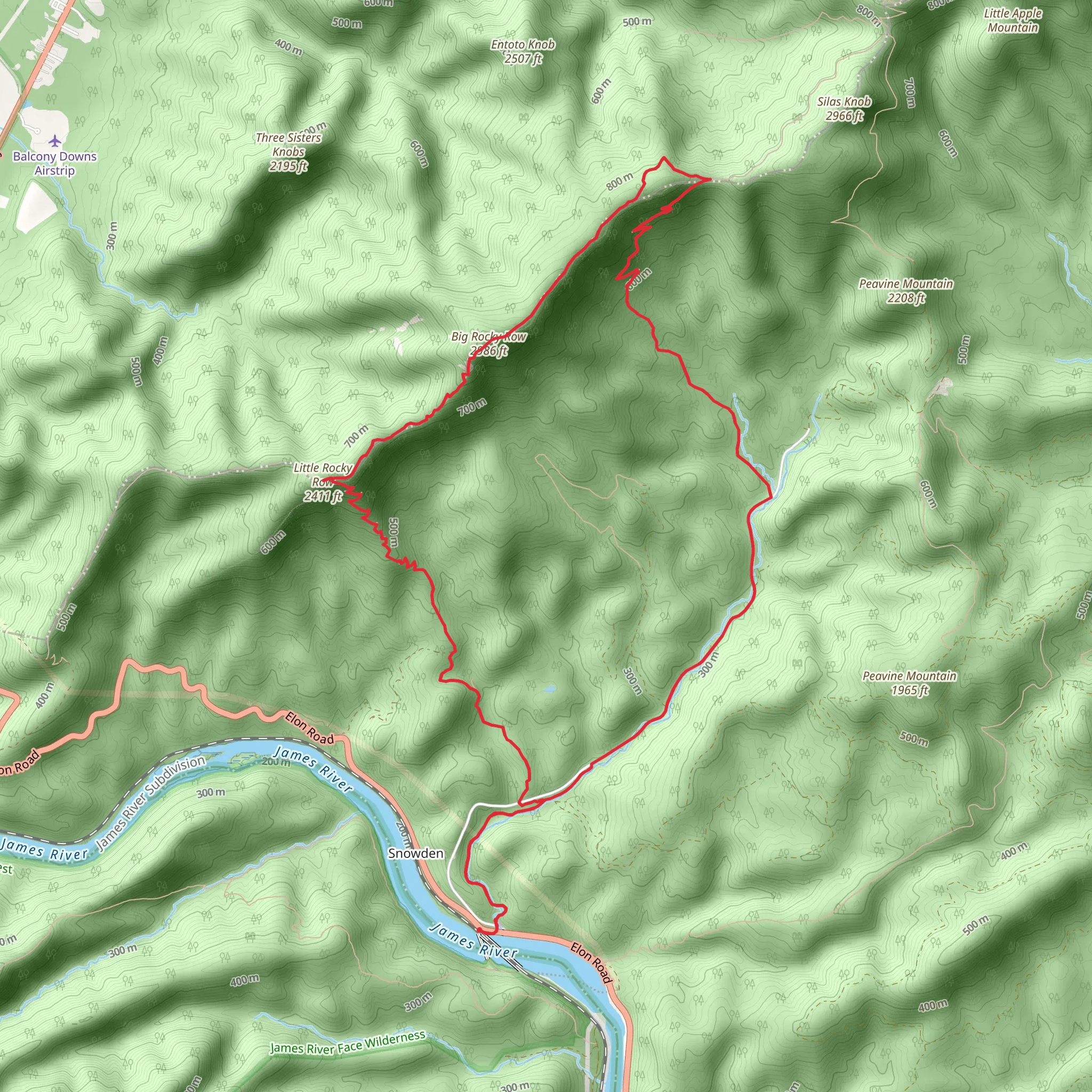Little Rocky Row, Appalachian and Saddle Gap Loop Trail mobile static map