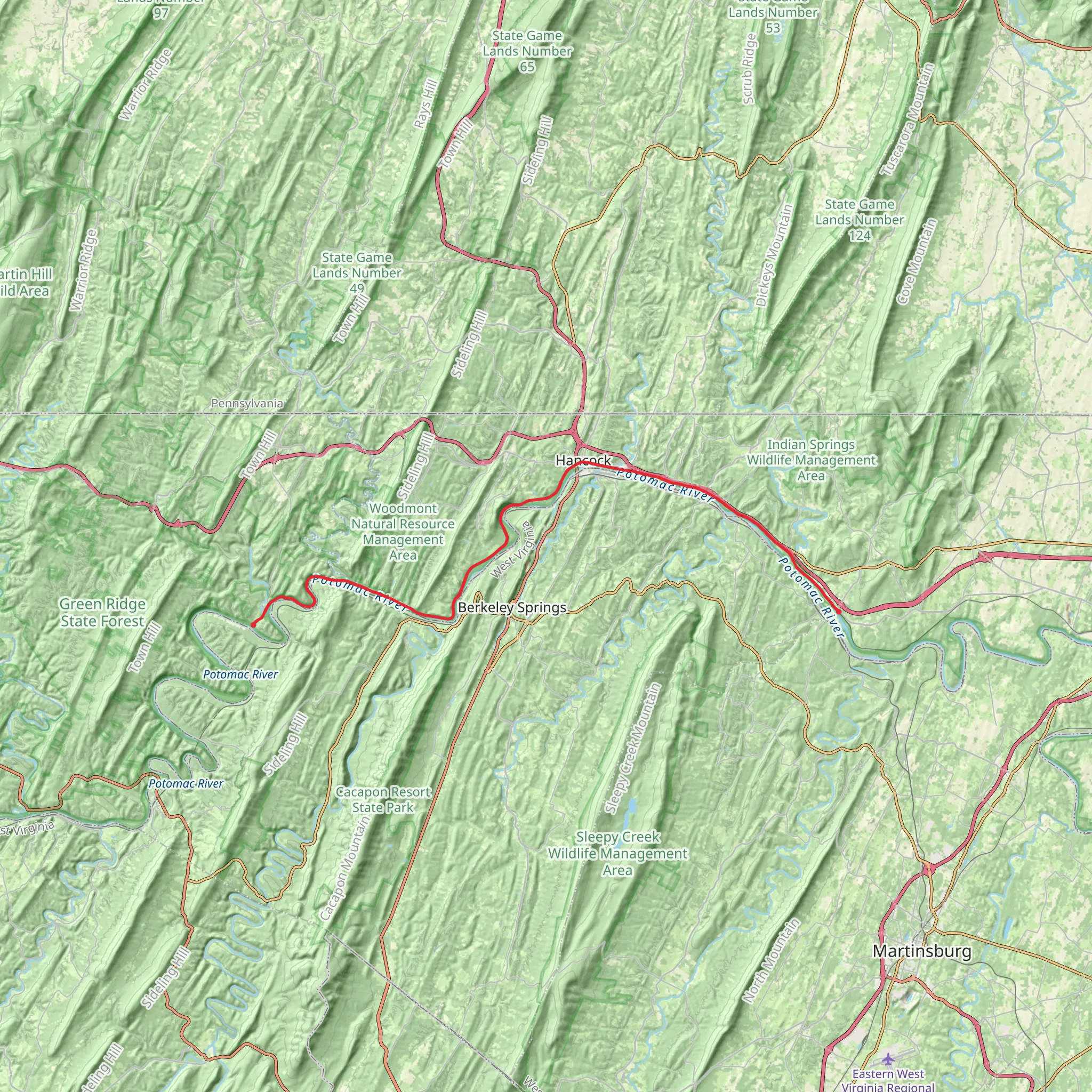 Northern Central Railroad Trail mobile static map