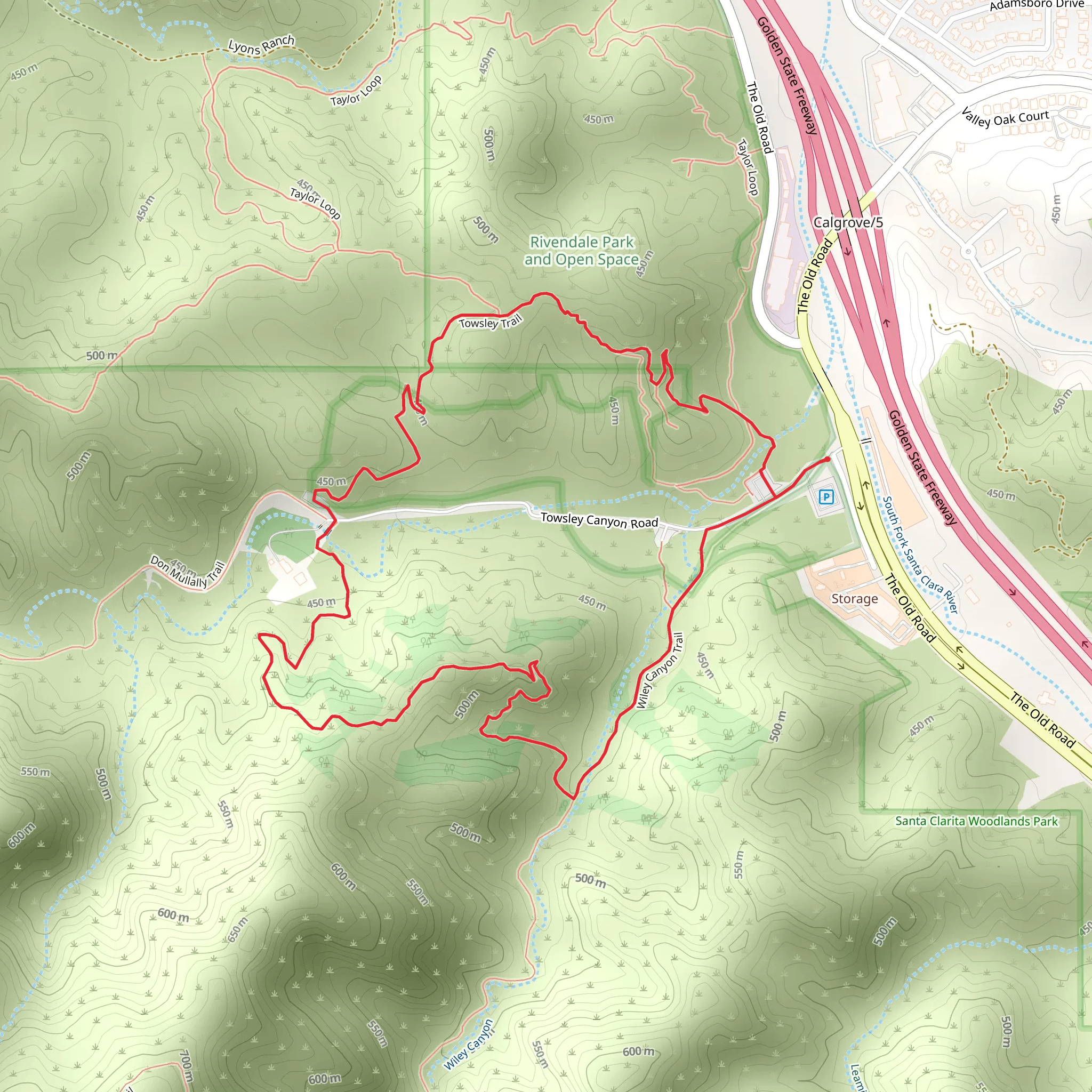Towsley Canyon and Don Mullally Loop Trail mobile static map