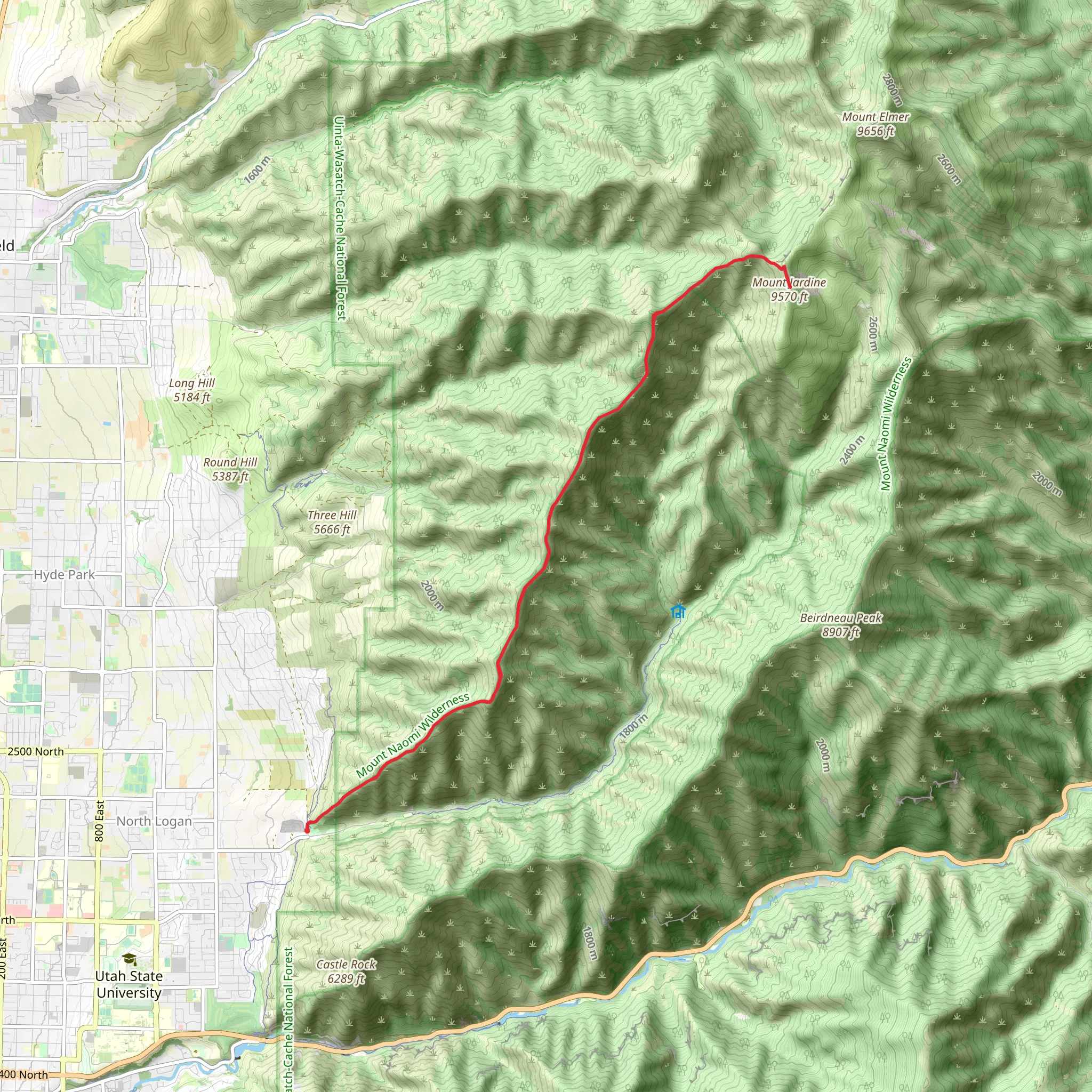 Mount Jardine Out and Back mobile static map